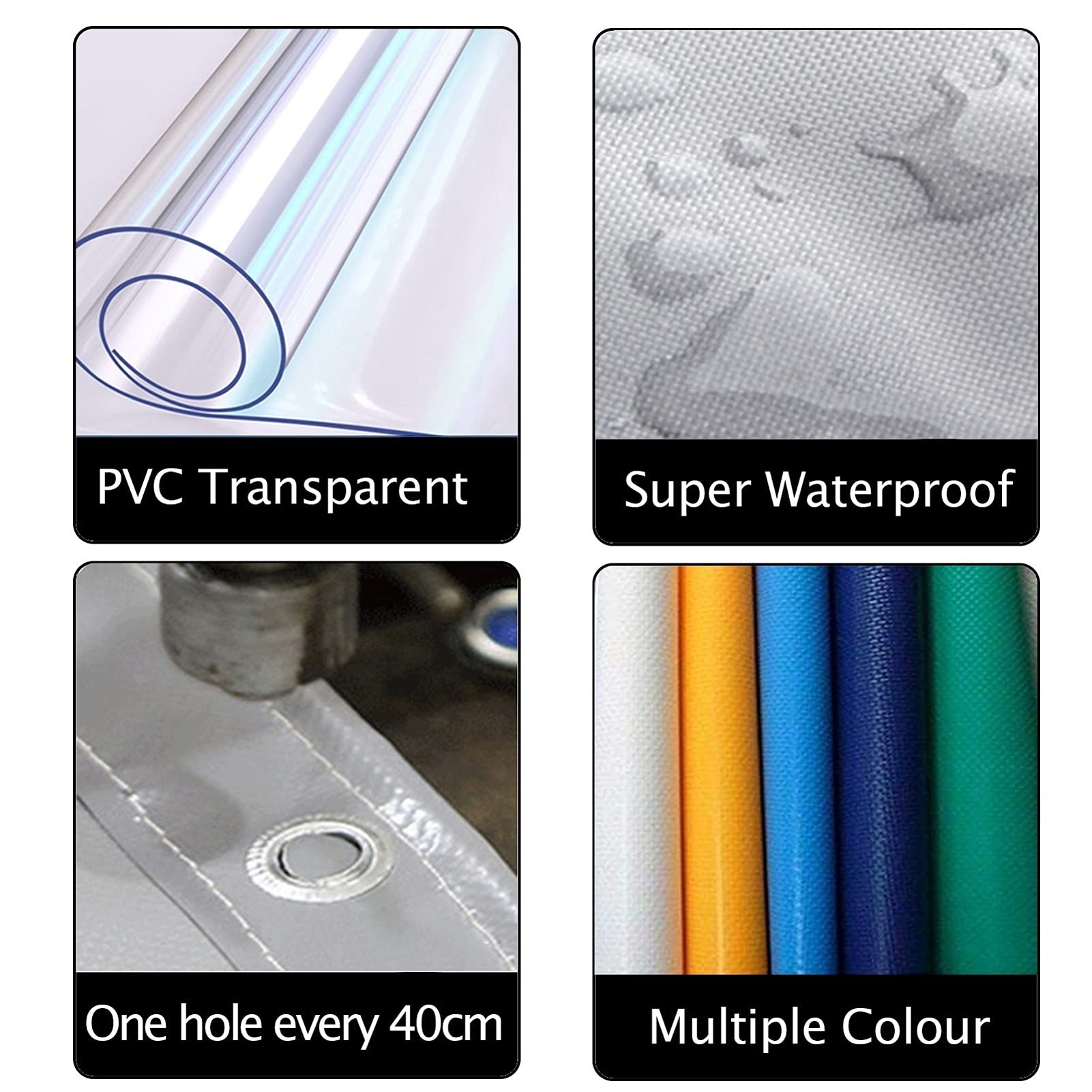 **Clear PVC Waterproof Outdoor Tarp Curtain - Heavy Duty Pergola Cover with Grommets (1.8x3m/5.9x9.8ft, Gray) - Ideal for Patio, Porch, Gazebo & Backyard Weather Protection**