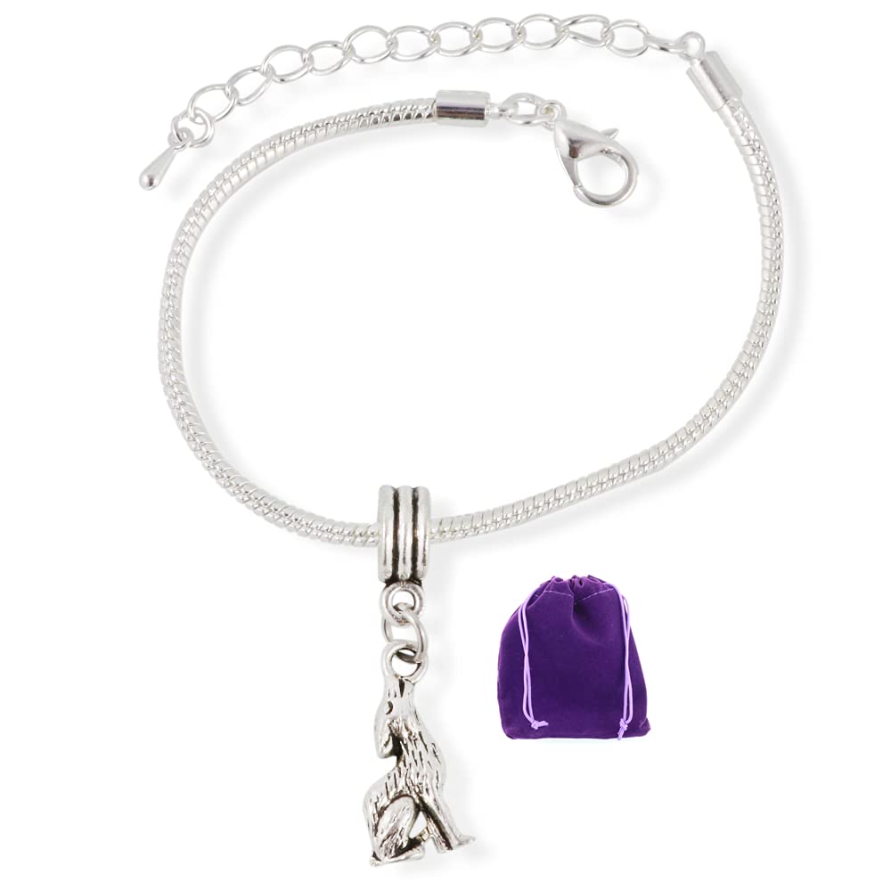 Dave The Bunny Wolf Bracelet - Howling Wolf Stainless Steel Snake Chain Charm Bracelet for Women & Men - Perfect for Outdoor Adventures, Gifts & Boho Fashion