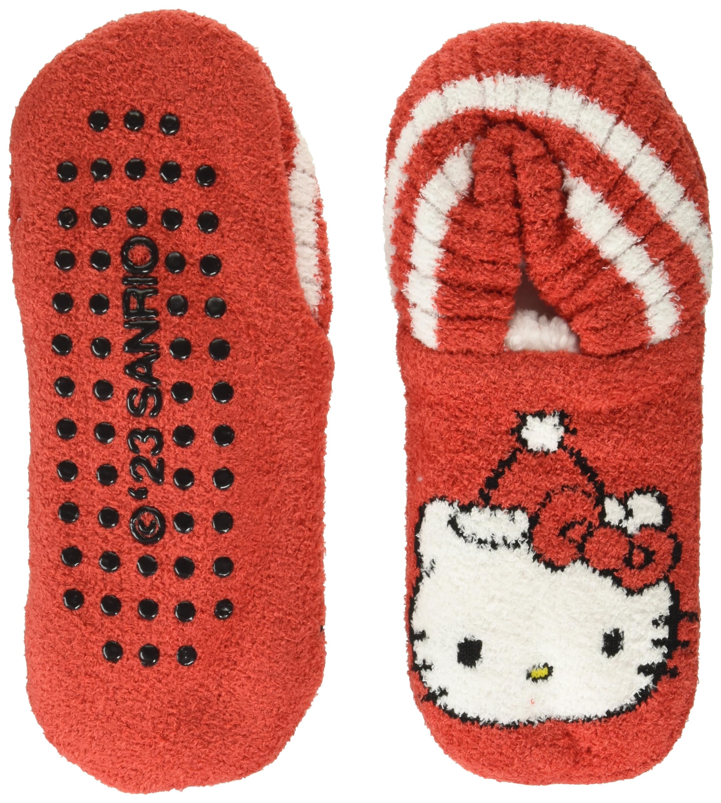 Hello Kitty Women's Cozy Holiday Knit Slipper Socks - Soft & Flexible House Shoes for Christmas Gifts, Winter Comfort & Lounge Wear