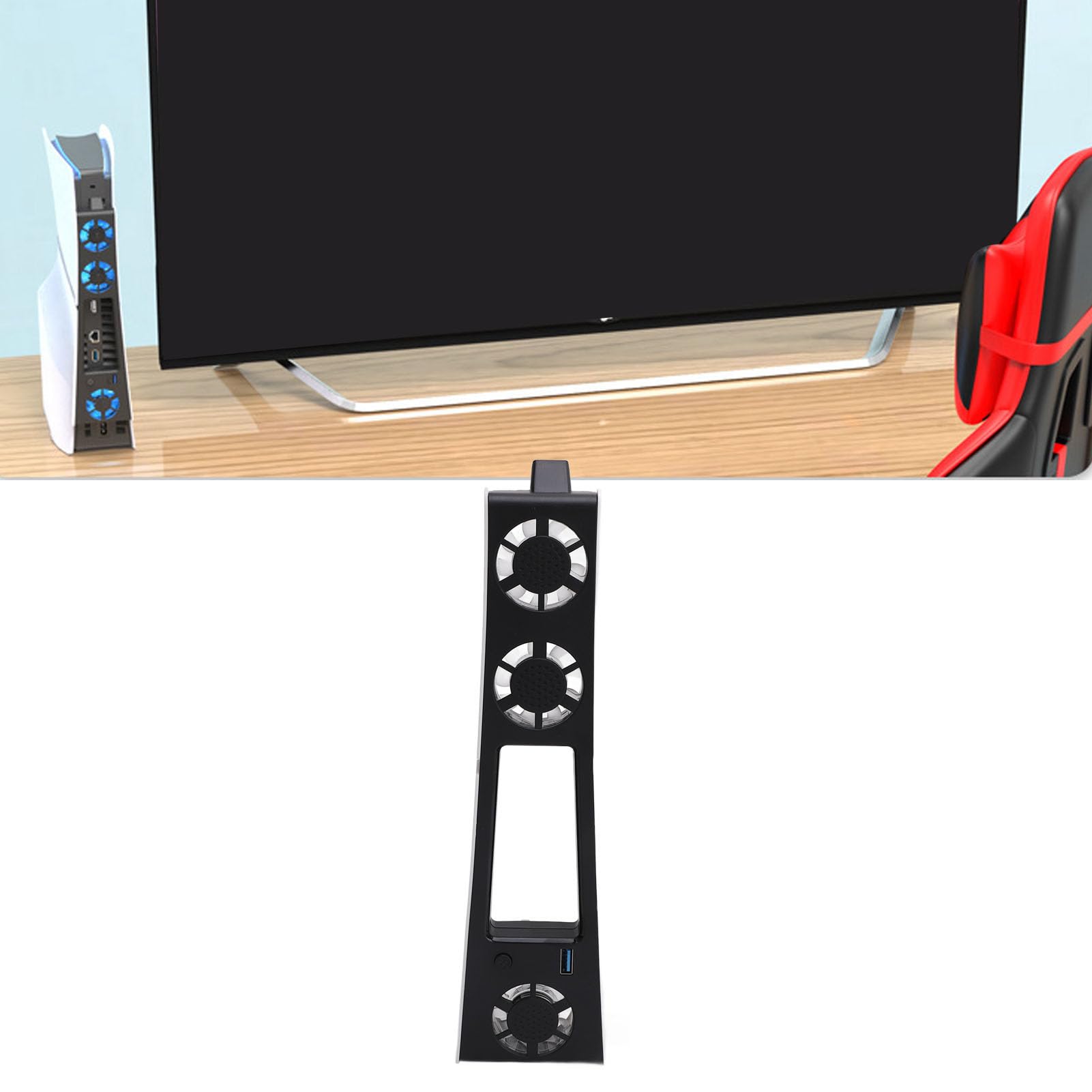 PS5 Slim Cooling Fan - Super Quiet Cooling Station with LED Lights, 2 Adjustable Speed Settings - Perfect for Gaming Sessions & Preventing Overheating