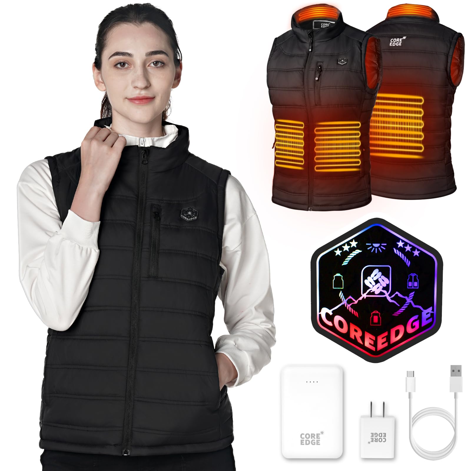 Women's Electric Heated Vest with 5-in-1 Smart Controller & Rechargeable 10000mAh Battery - Winter Warmth for Outdoor Activities, Hiking, and Cold Weather Commuting