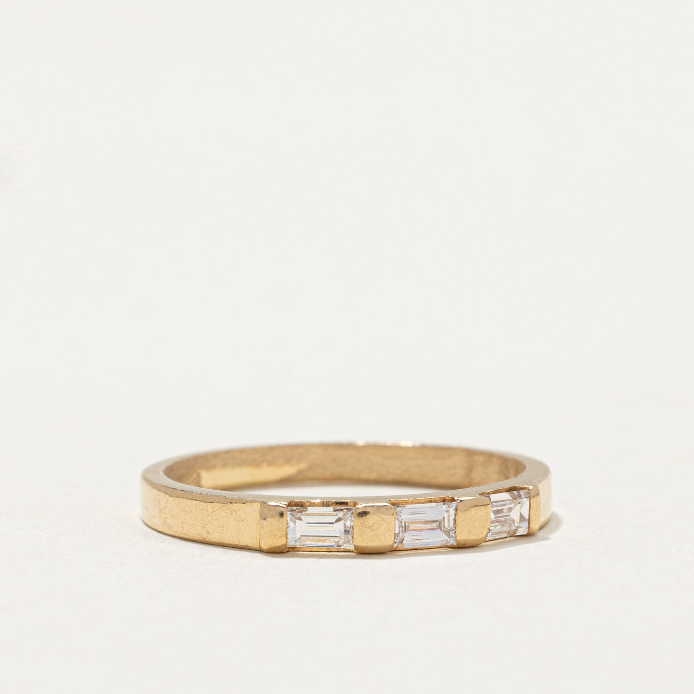 0.21ctw Three Stone Baguette Cut Diamond Wedding Band Ring for Women Size 5.75 - Perfect for Engagement, Anniversary, and Special Occasion Gifts