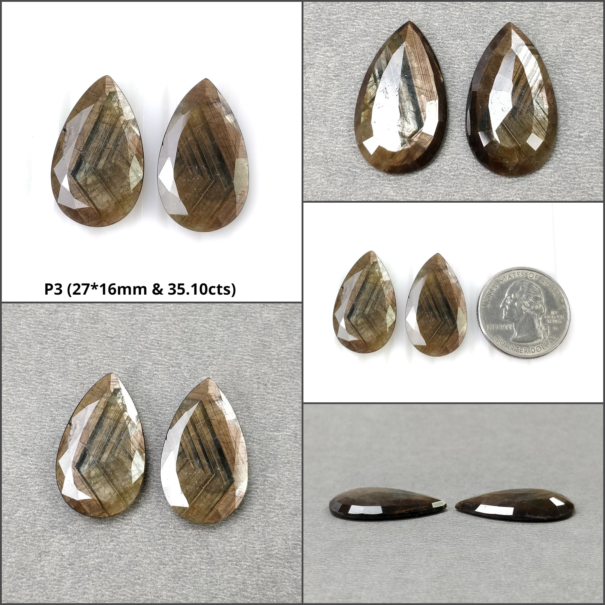 Natural Untreated Golden Brown Chocolate Blue Sheen Sapphire Gemstone - Hexagon Pear Shape (1pc or Pair) | Jewelry Making, Engagement Rings, Healing Crystals Collection