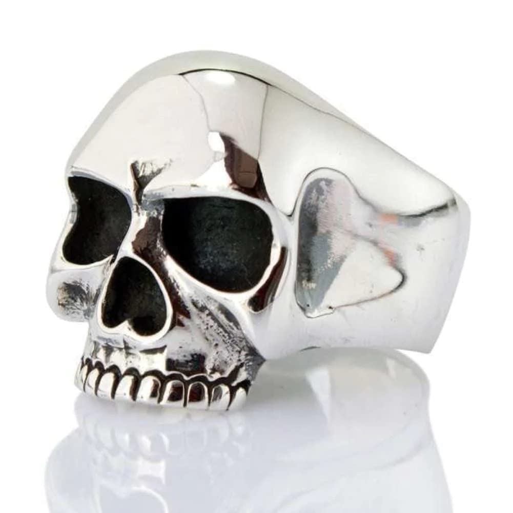 Sterling Silver Skull Ring for Men - Keith Richards Inspired Biker Jewelry - Perfect for Bikers, Rock Fans & Edgy Fashion Lovers
