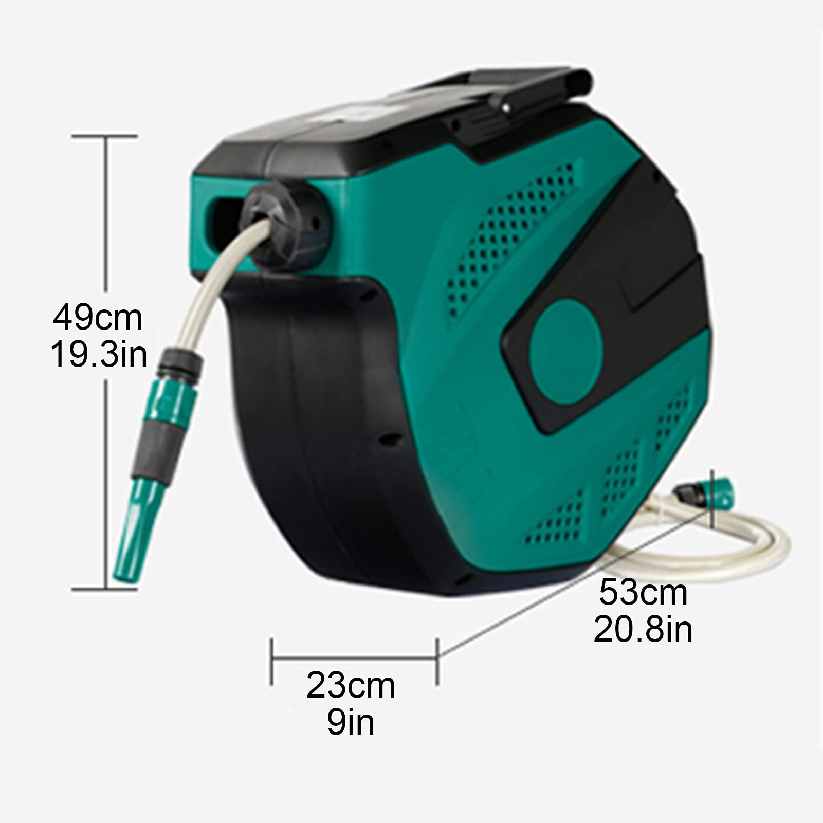 Wall-Mounted Retractable Garden Hose Reel with 180° Swivel & Auto Lock for Easy Watering