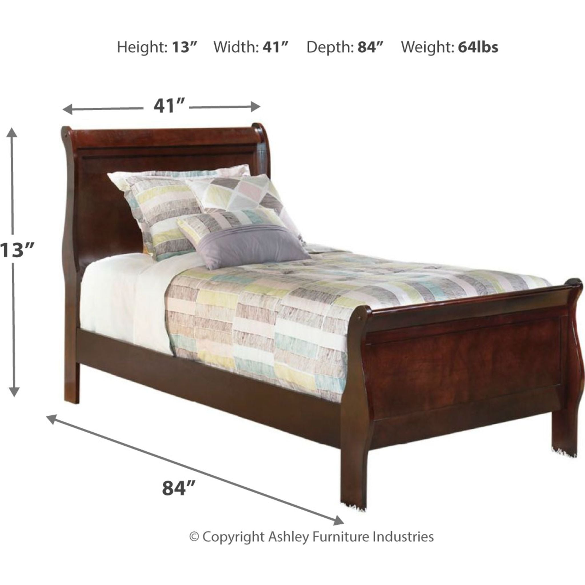 Alisdair Dark Brown Sleigh Bed Frame - Queen Size Wooden Bed with Upholstered Headboard - Perfect for Master Bedroom & Guest Room Decor