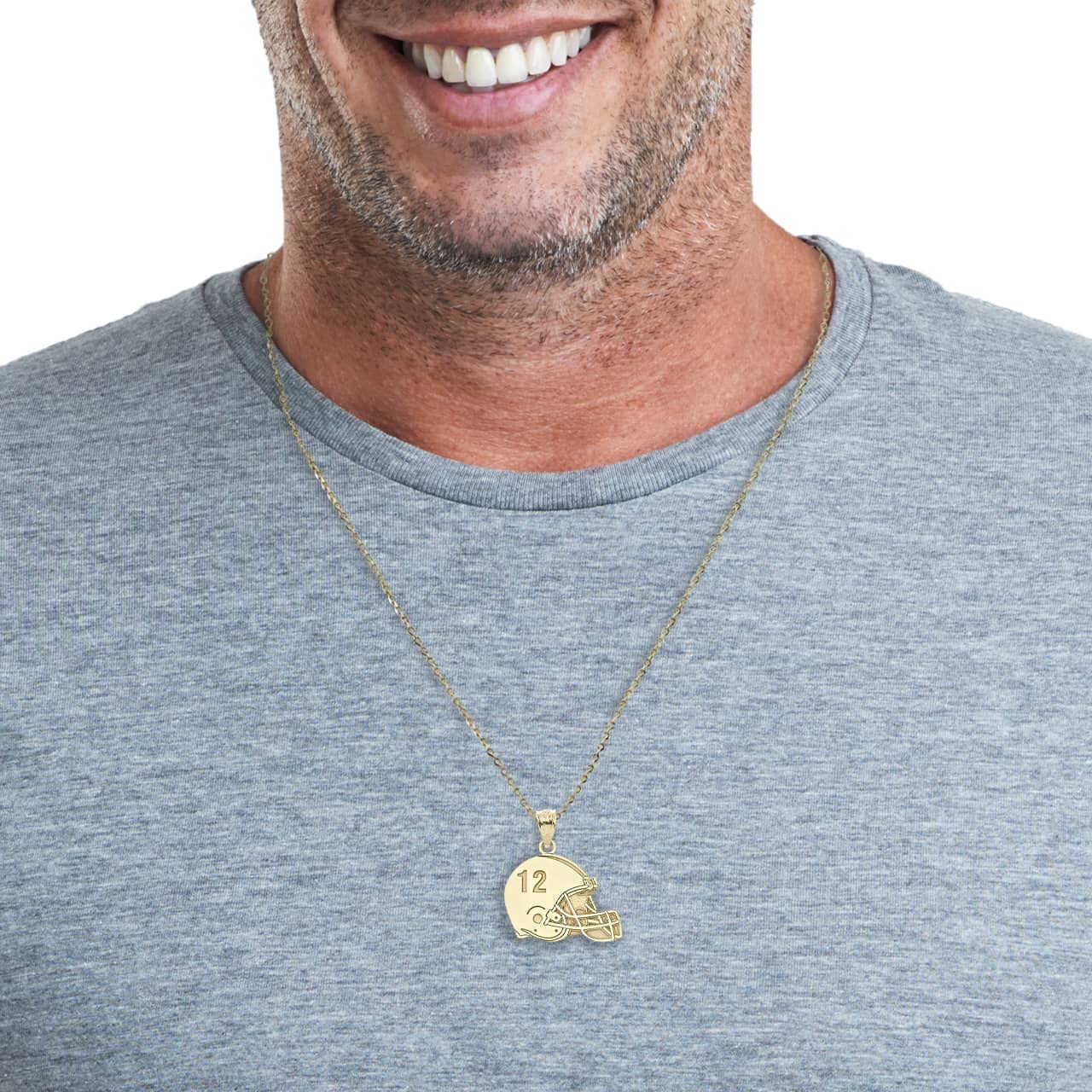 Custom 10k Yellow Gold Football Helmet Charm Necklace - Personalized with Name & Number - Perfect Gift for Athletes, Sports Fans & Coaches - Game Day Jewelry & Team Spirit Accessory