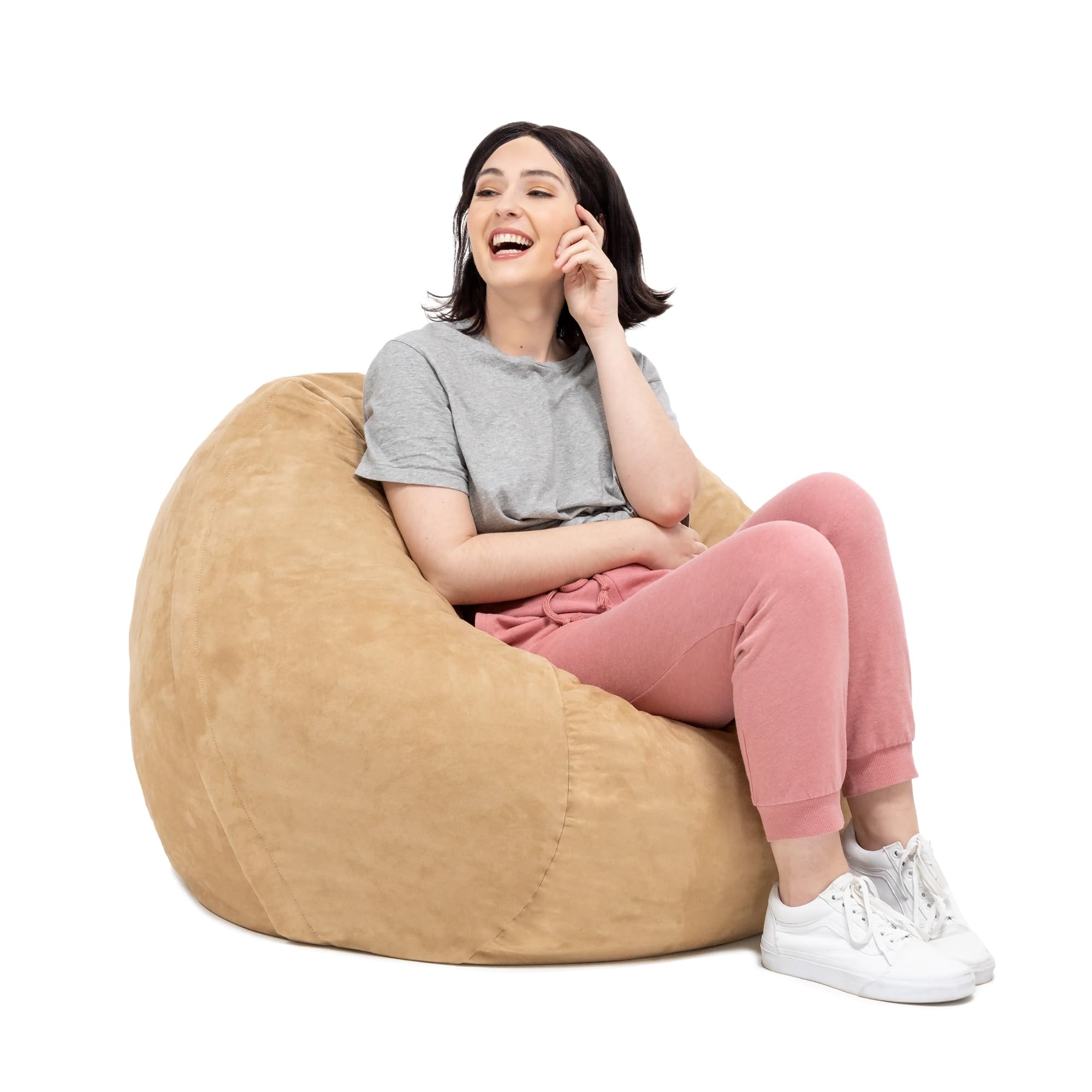 Jaxx Saxx 3 Foot Bean Bag Chair with Removable Cover - Soft Camel Color for Kids & Adults - Perfect for Dorm Rooms, Living Rooms & Game Rooms