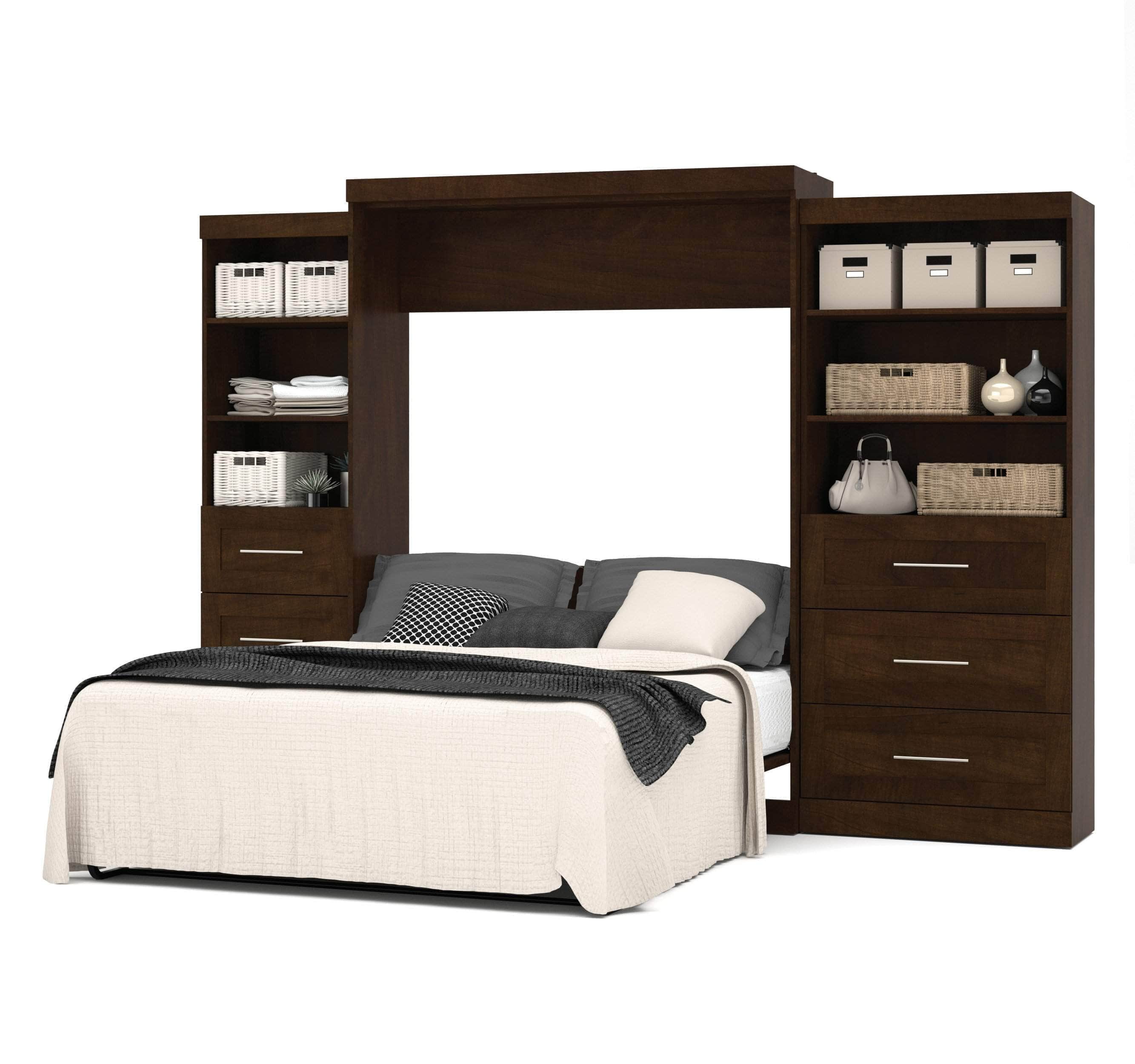 Pur Queen Murphy Wall Bed with 2 Storage Units & Drawers (126