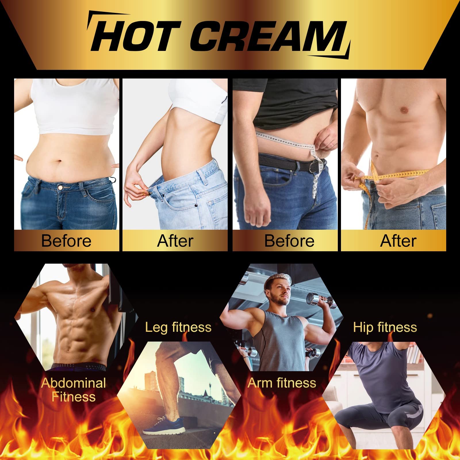 REBODUM Hot Sweat Cream - Natural Fat Burning Cream for Belly & Weight Loss | Cellulite Treatment for Thighs, Legs, Abdomen, Arms & Buttocks | Workout Enhancer for Women & Men | Perfect for Post-Workout Recovery & Body Sculpting