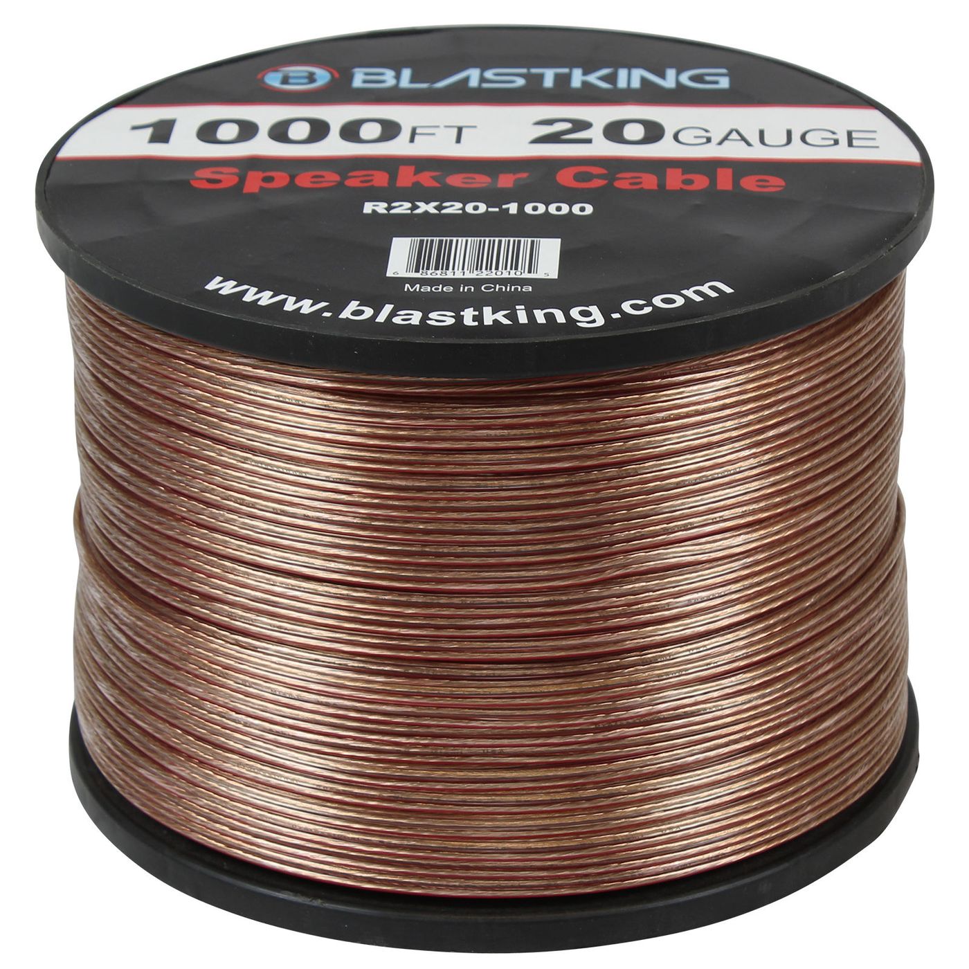 Blastking R2X20 1000ft 20 AWG 2-Conductor Speaker Wire - High-Quality Audio Cable for Home Theater, Studio & Live Sound Systems