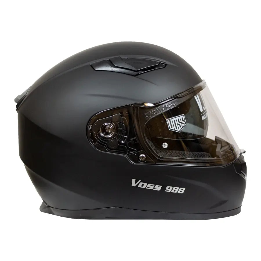 VOSS 988 MOTO 1 Matte Black Motorcycle Helmet - Full Face DOT Approved for Men & Women - Perfect for Street Biking, Racing, and Commuting