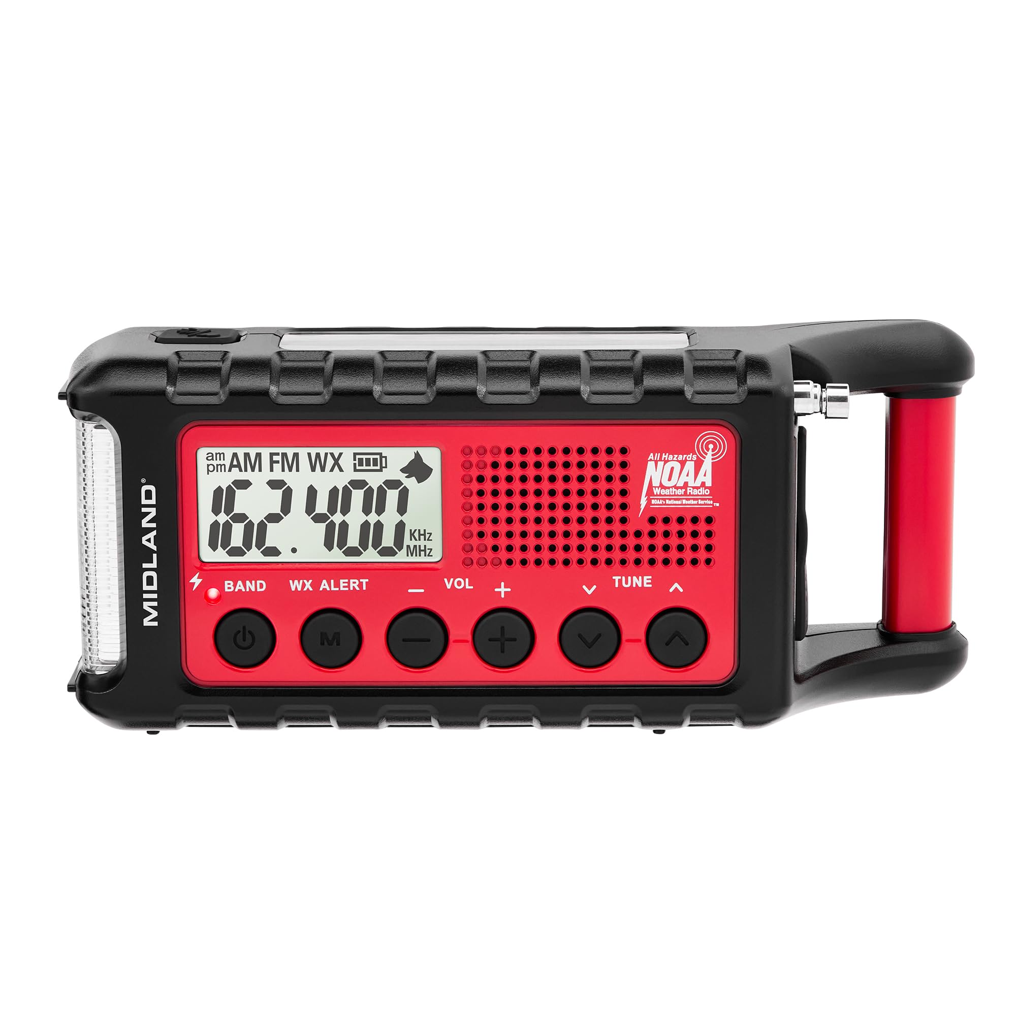 Midland ER310 Emergency Solar Hand Crank AM/FM NOAA Weather Radio - Portable Survival Radio with Cree LED Flashlight, USB Charger & Power Bank for Outdoor Camping, Hiking, Storms & Power Outages