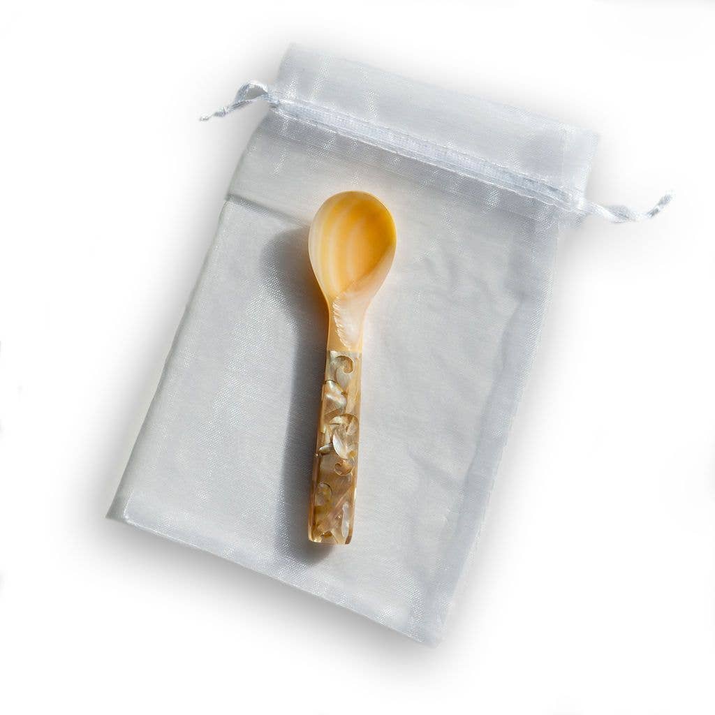 Exquisite Mother of Pearl Spoon with Elegant Mosaic Handle - Perfect for Fine Dining, Wedding Gifts & Luxury Table Setting