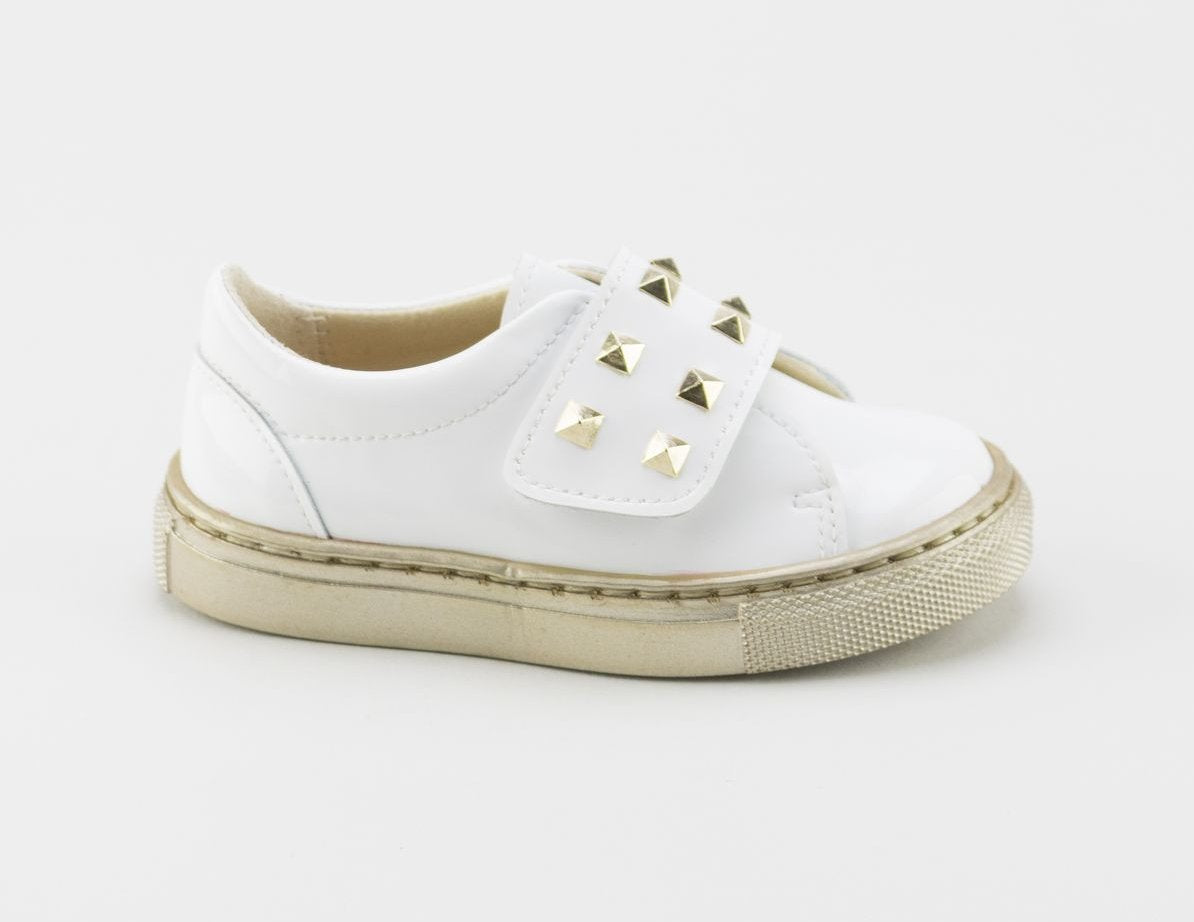 White Stud Velcro Sneakers for Women - Comfortable Casual Shoes for Walking, Running & Everyday Wear