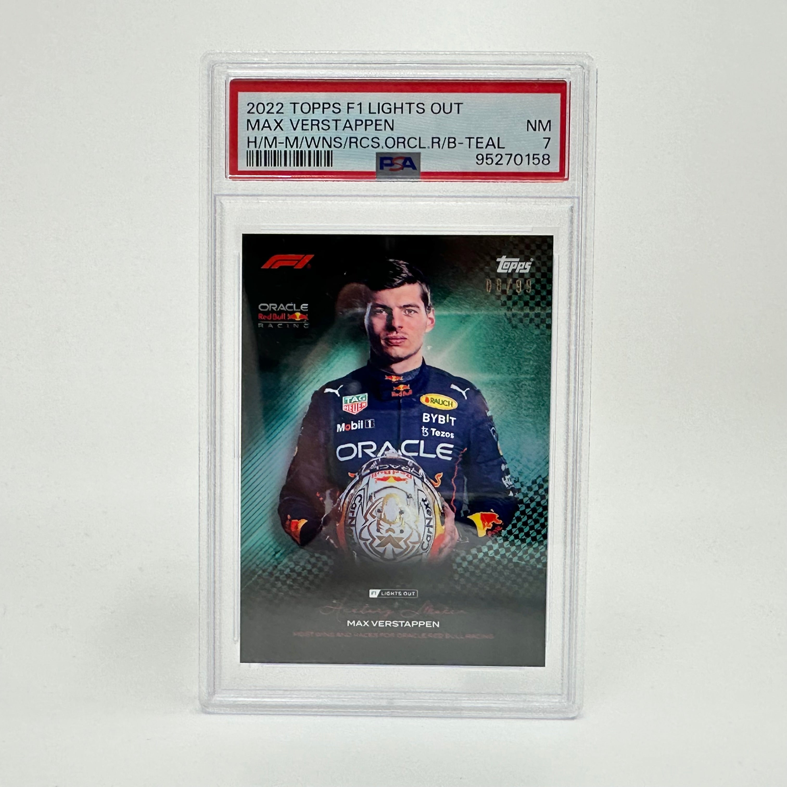 PSA 7 2008 Max Verstappen Racing Card - Most Wins & Races Record Holder - History Maker Teal Edition - Perfect for F1 Collectors & Sports Memorabilia Displays