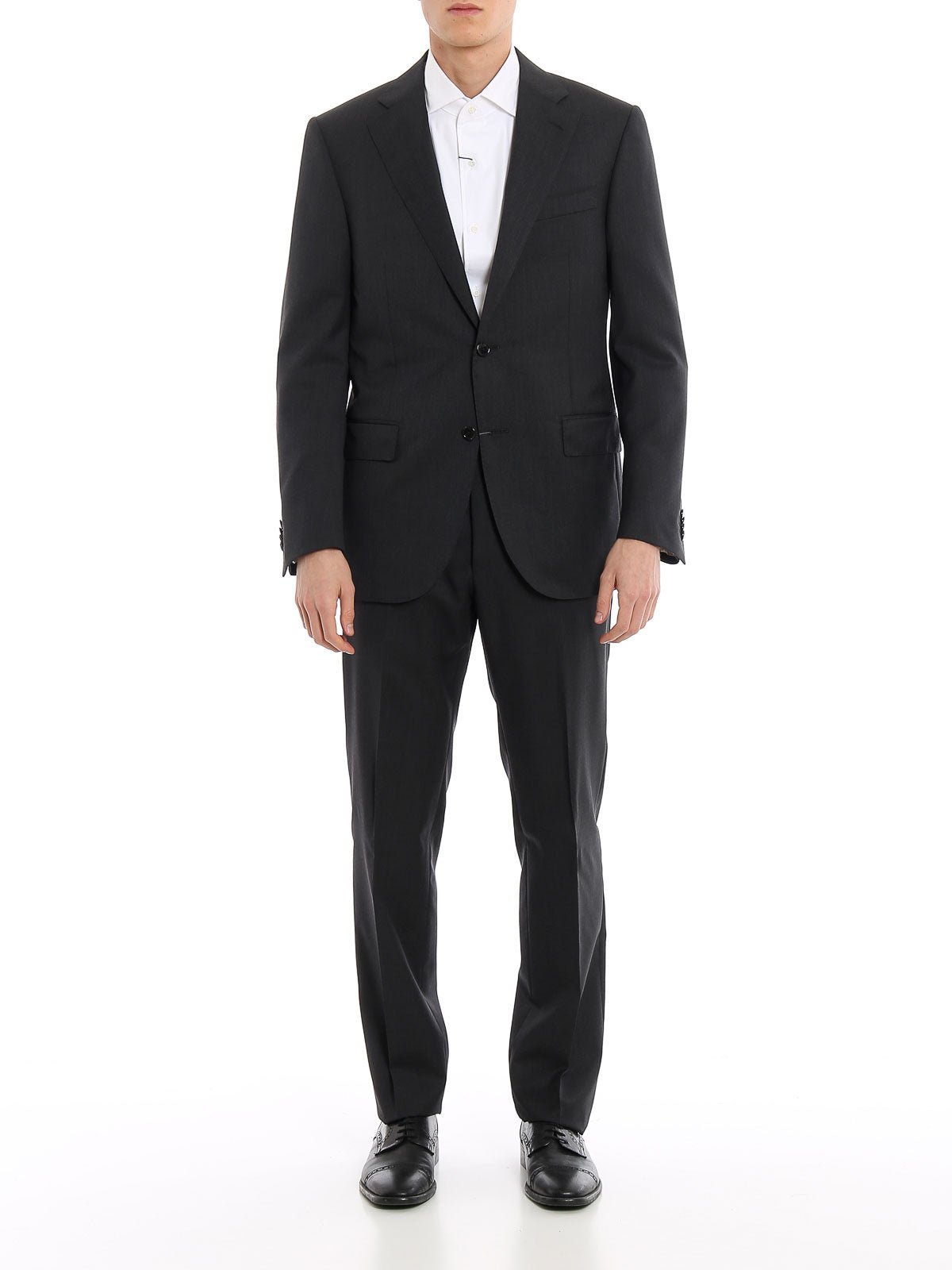 Premium CORNELIANI Academy Wool Suit for Men - Dark Grey Business Formal Wear - Perfect for Office, Weddings & Professional Events
