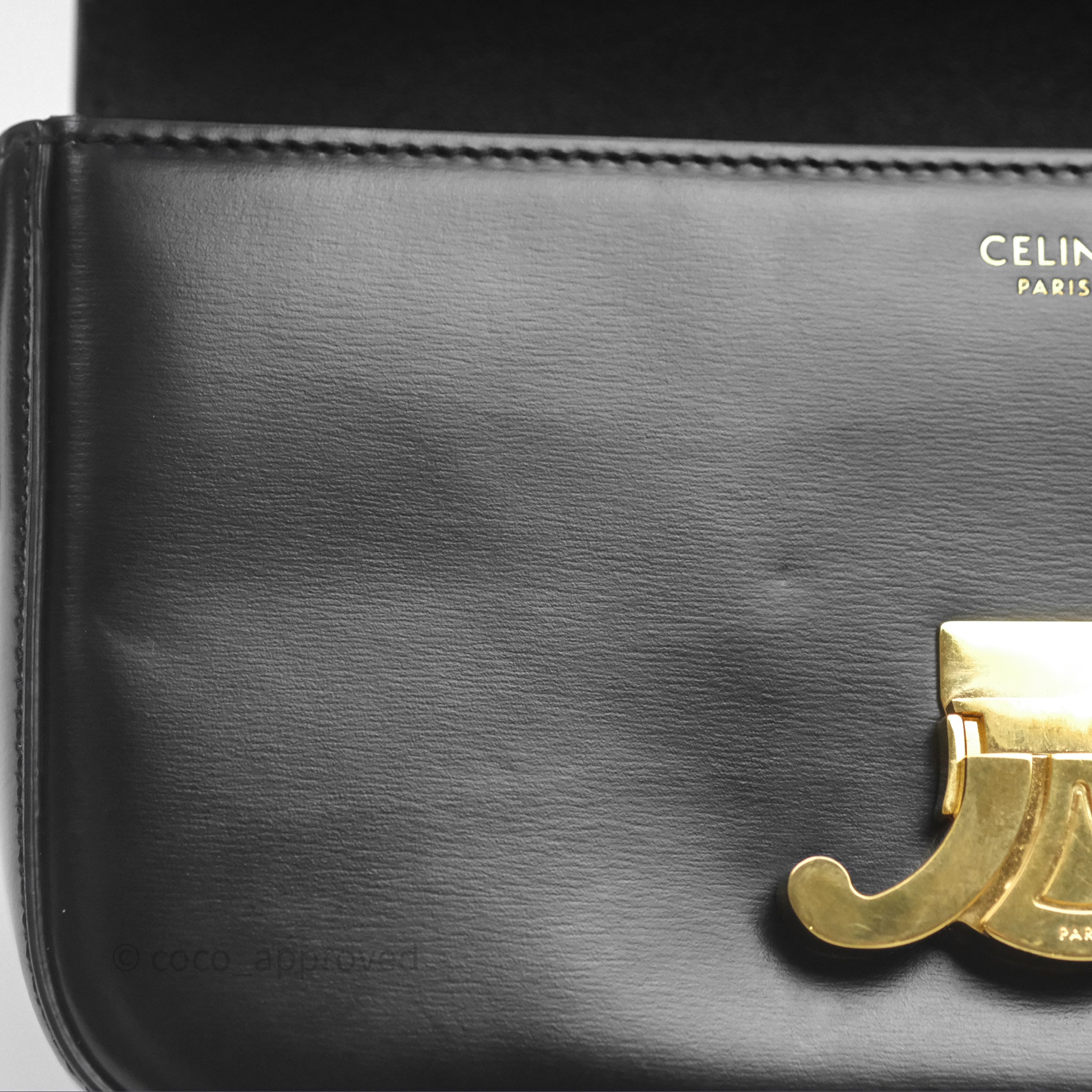 Celine Triomphe Shoulder Bag in Black Calfskin Leather - Luxury Designer Handbag for Women, Perfect for Work, Travel & Evening Events