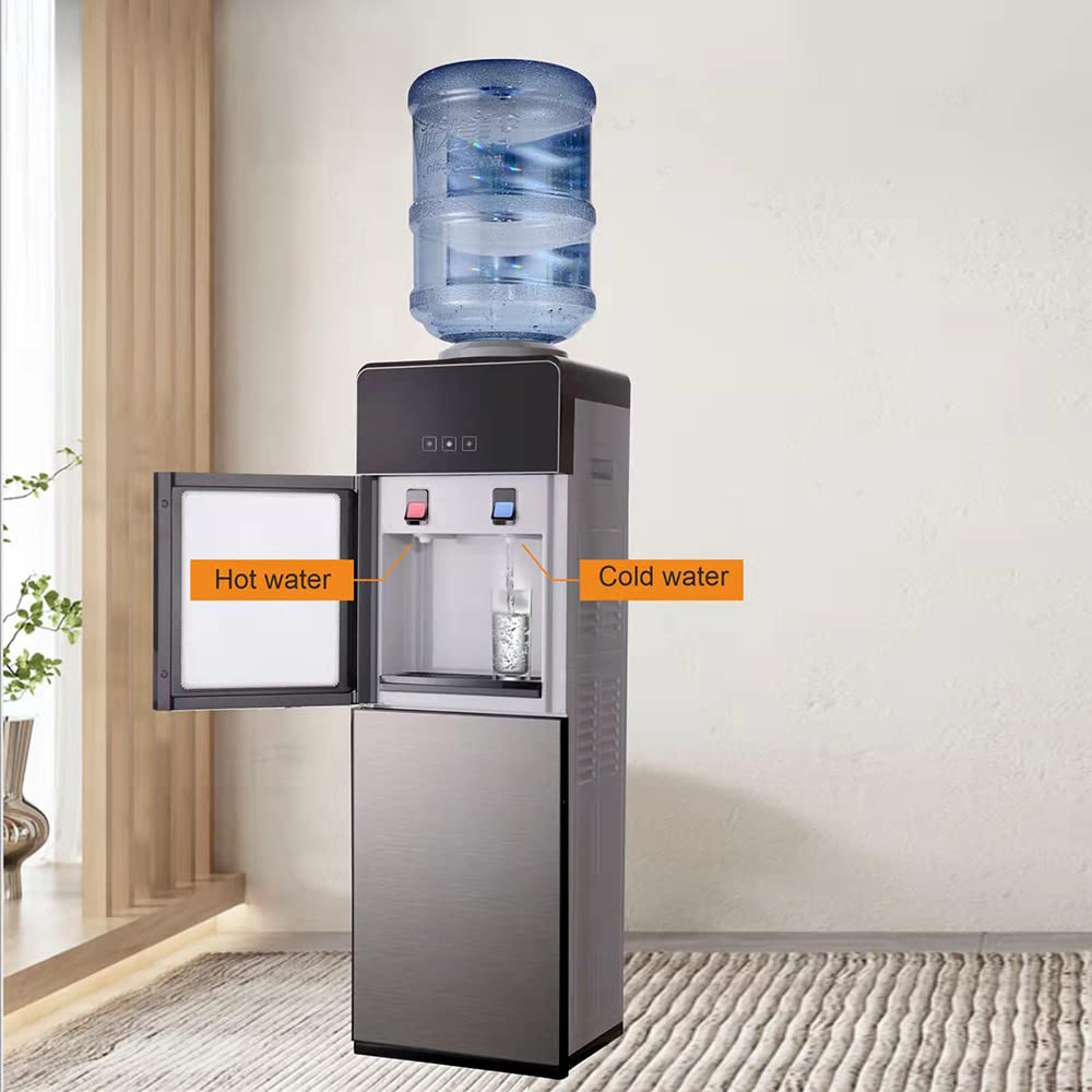 Top Loading Water Cooler Dispenser with Refrigerating Compressor | Hot & Cold Water (41-48℉) | Holds 3 & 5 Gallon Bottles | Perfect for Home, Office, Kitchen, Gym & Waiting Rooms