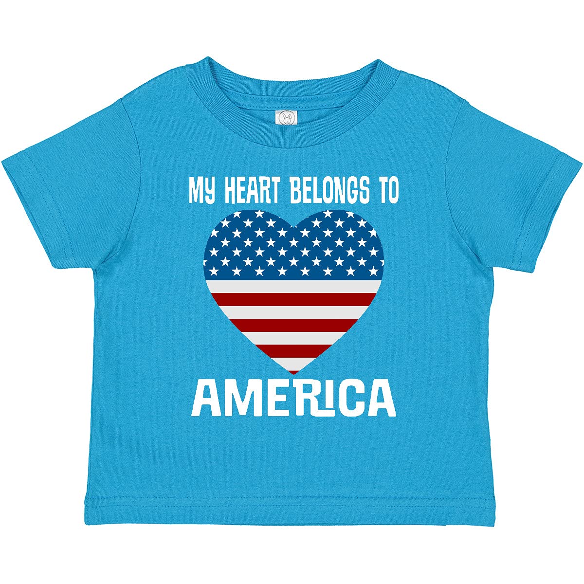 Inktastic USA Patriotic 'My Heart Belongs to America' Toddler T-Shirt - American Flag Themed Kids Apparel for 4th of July, Memorial Day & Patriotic Events