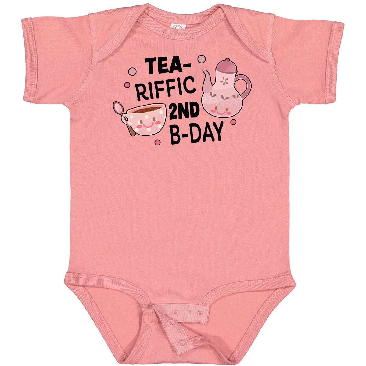 Inktastic Tea-riffic 2nd Birthday Baby Bodysuit with Cute Teacup & Teapot Design | Soft Cotton Infant Onesie for Girls & Boys | Perfect for Birthday Parties, Photo Shoots & Special Occasions