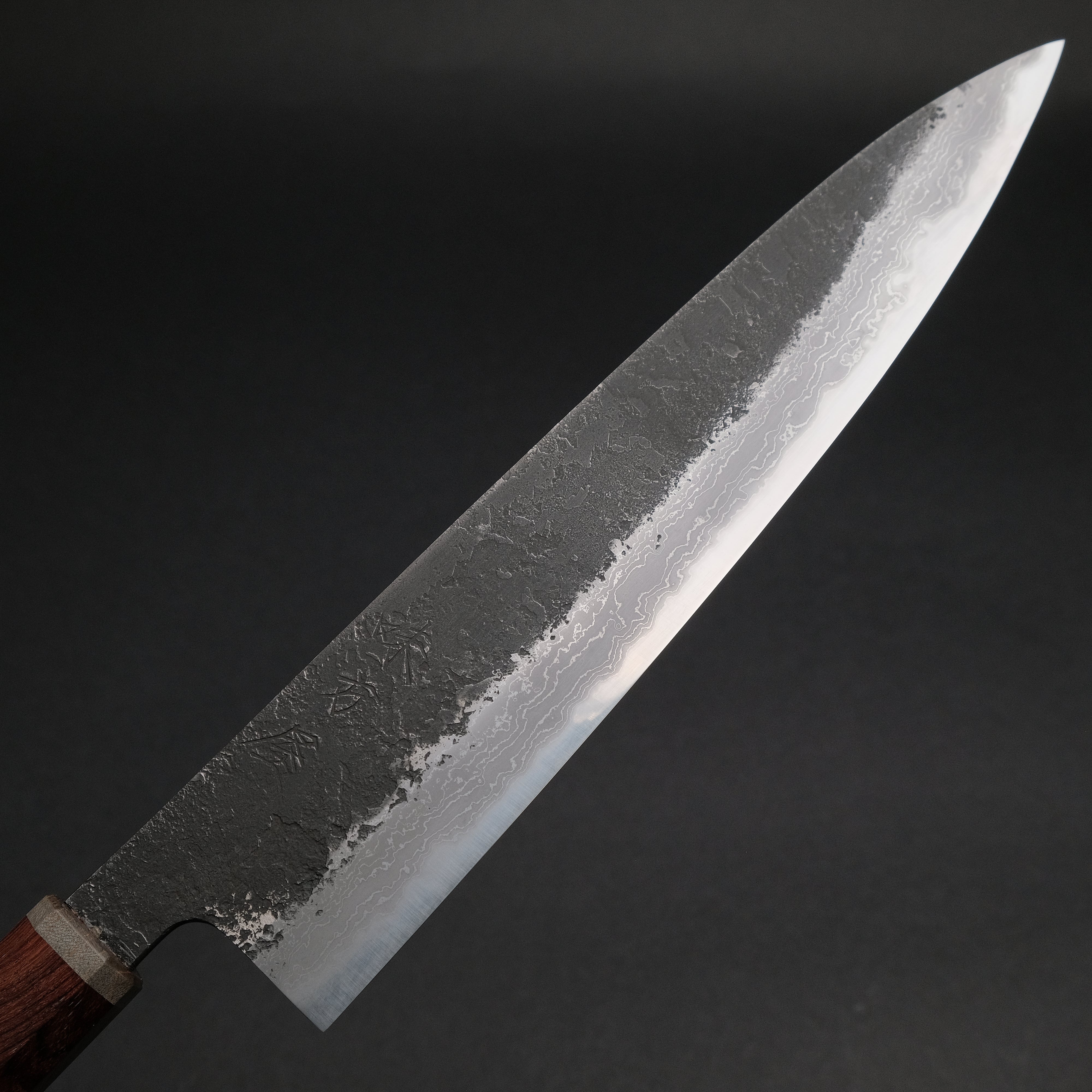 Premium Ajikataya White #2 Nashiji Damascus Gyuto 240mm Chef Knife - Rosewood & Stabilized Wood Handle (#41) - Perfect for Professional Chefs & Home Cooking Enthusiasts