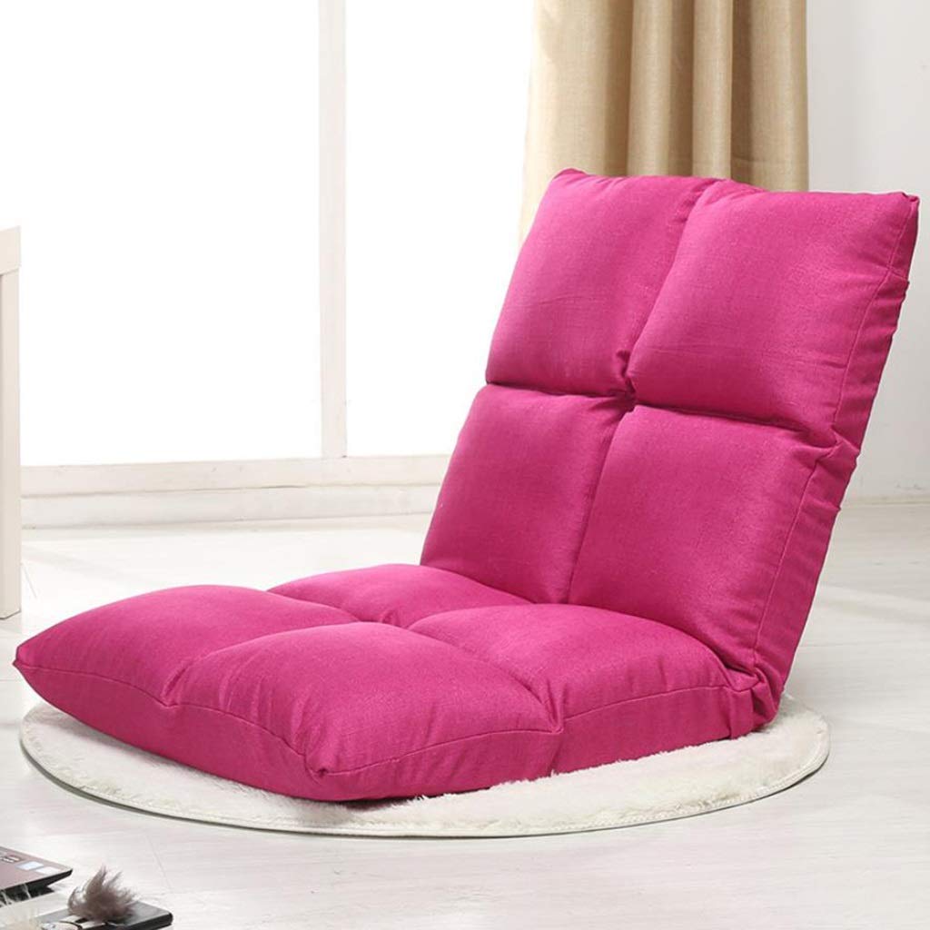 XBSLJ 5-Position Adjustable Folding Floor Chair - High-Back Lounge Sofa, Foldable Sleeper Seat for Gaming, Meditation & Relaxation (Rose Red, 38.6