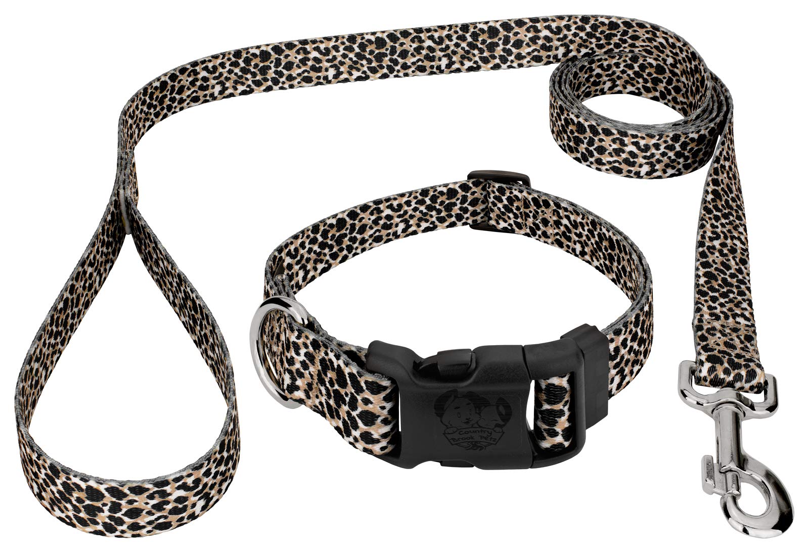 Country Brook Petz - Premium Dog Collar and Leash Set with 15 Wild Animal Prints - Durable Nylon Pet Accessories for Walking, Training & Outdoor Adventures