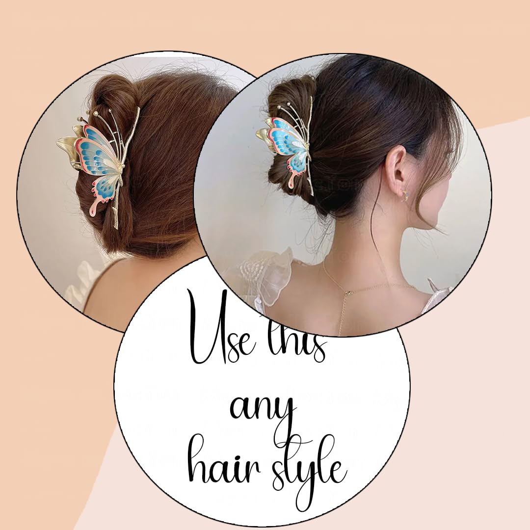 Myra Collection 1PC Trendy Butterfly Metal Hair Claw Clip - Elegant Hair Accessories for Women & Girls - Perfect for Parties, Weddings & Everyday Styling