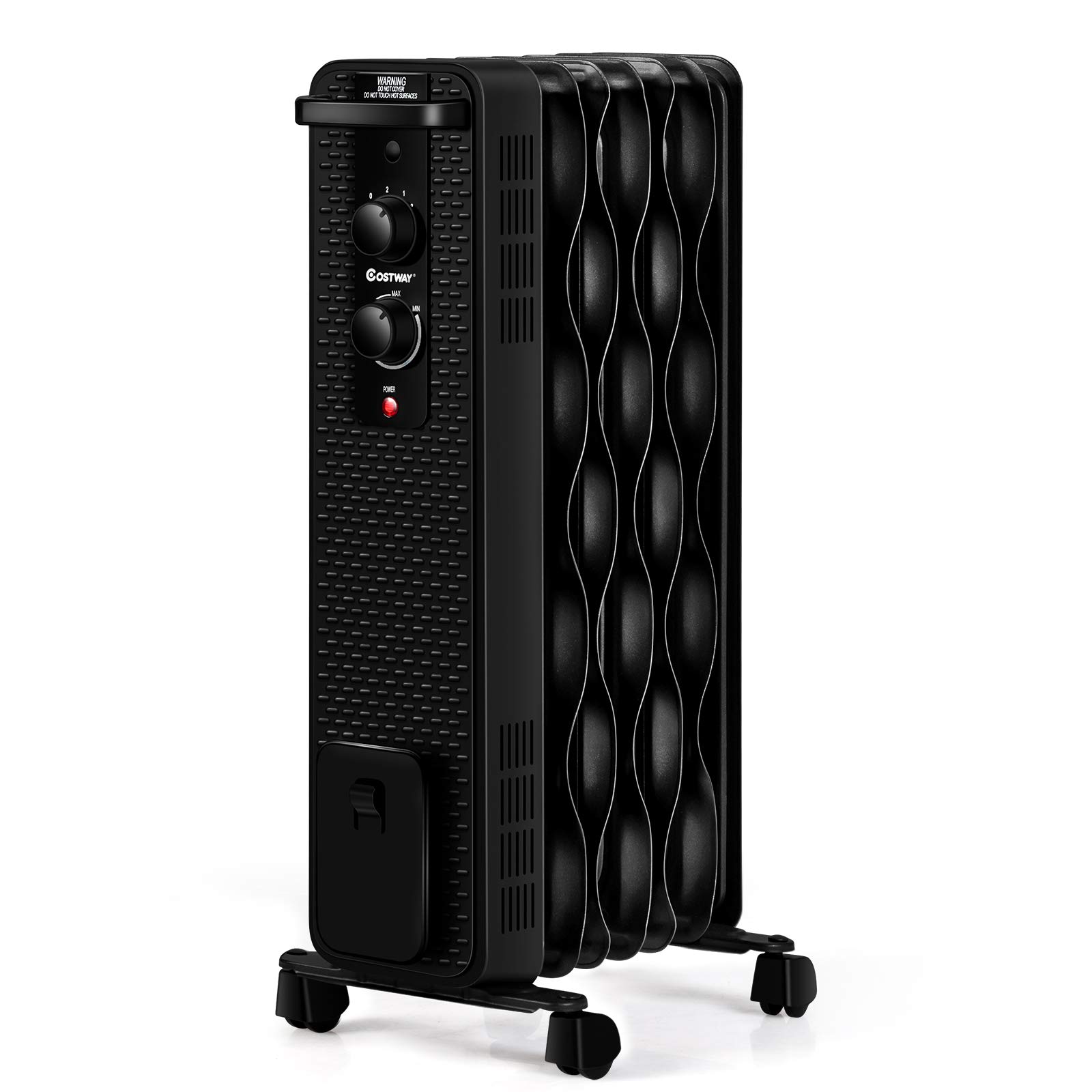 COSTWAY 1500W Oil Filled Radiator Heater - Portable Electric Space Heater with 3 Heat Modes, Adjustable Thermostat, Tip-Over & Overheat Protection - Energy Efficient Indoor Heater for Home, Office, Bedroom & Living Room - Perfect for Winter Heating & Home Office Warmth