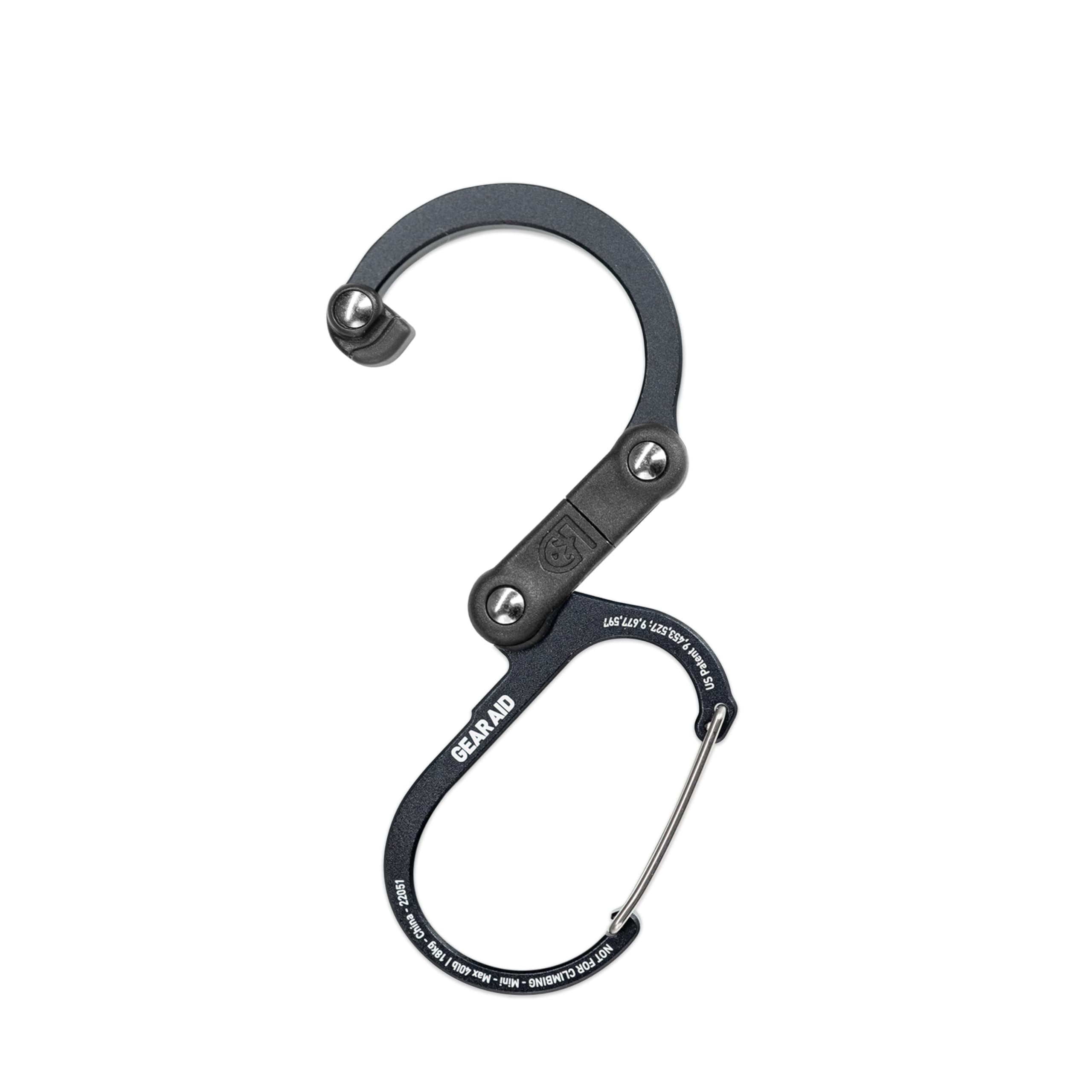 GEAR AID HEROCLIP Mini Carabiner Clip & Hook - Compact Travel Gear Organizer for Backpacks, Bags, Keys & Outdoor Equipment - Perfect for Hiking, Camping & Daily Use
