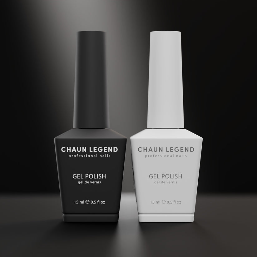 Chaun Legend Black & White Gel Nail Polish Set - Long Lasting Soak Off UV LED Gel Polish for Salon & Home Manicure - Perfect for Nail Art, French Tips & DIY Nail Designs