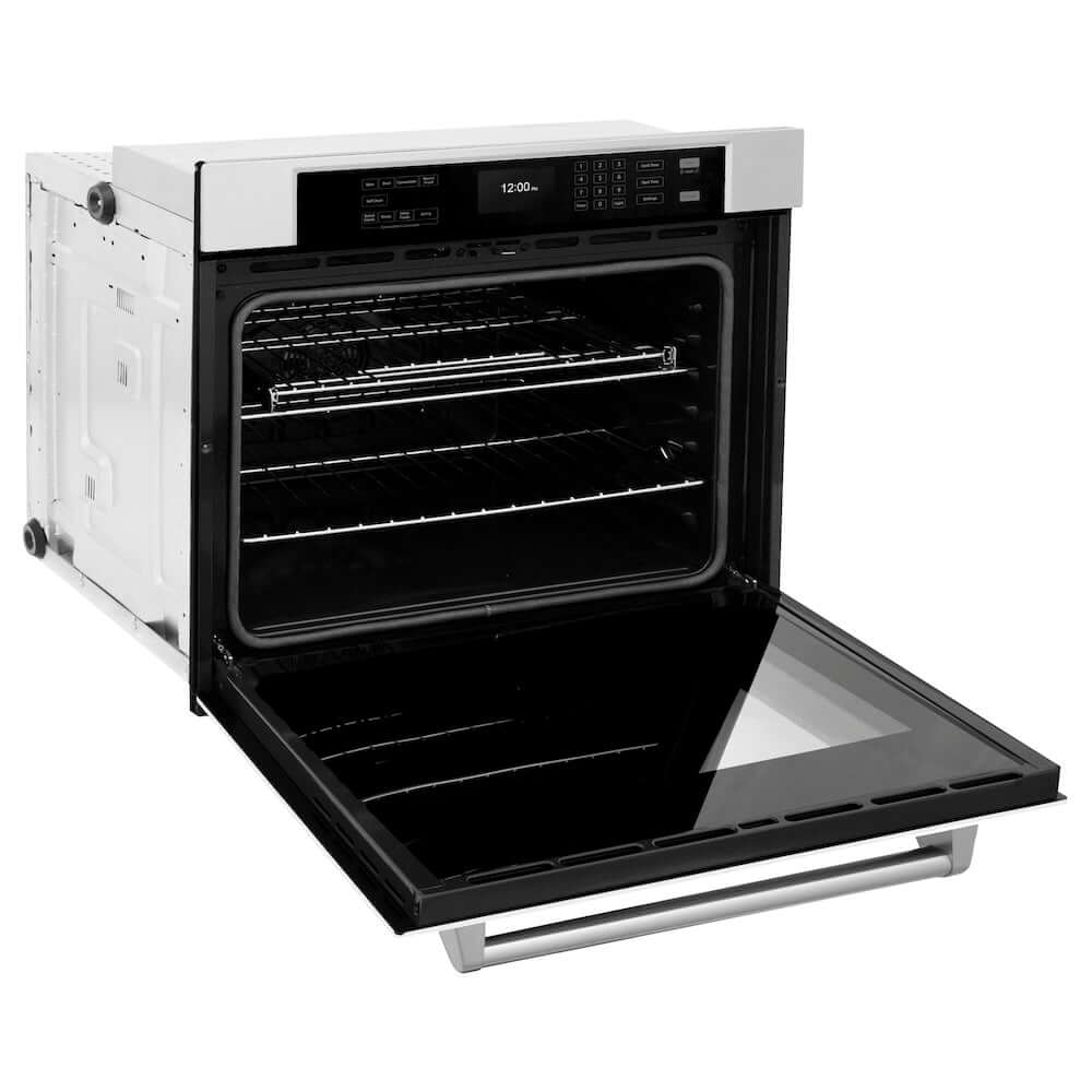 ZLINE 30 Inch Stainless Steel Professional True Convection Single Wall Oven with Air Fry & Self-Clean - White Matte Door (WAS WM 30) | Perfect for Home Kitchens, Baking, Roasting & Air Frying