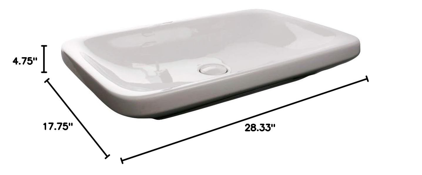 28.3 Inch Modern Ceramic Washbasin - Elegant Bathroom Sink for Vanity, Powder Room & Farmhouse Style | Durable & Easy to Clean | Perfect for Home, Hotel & Commercial Use