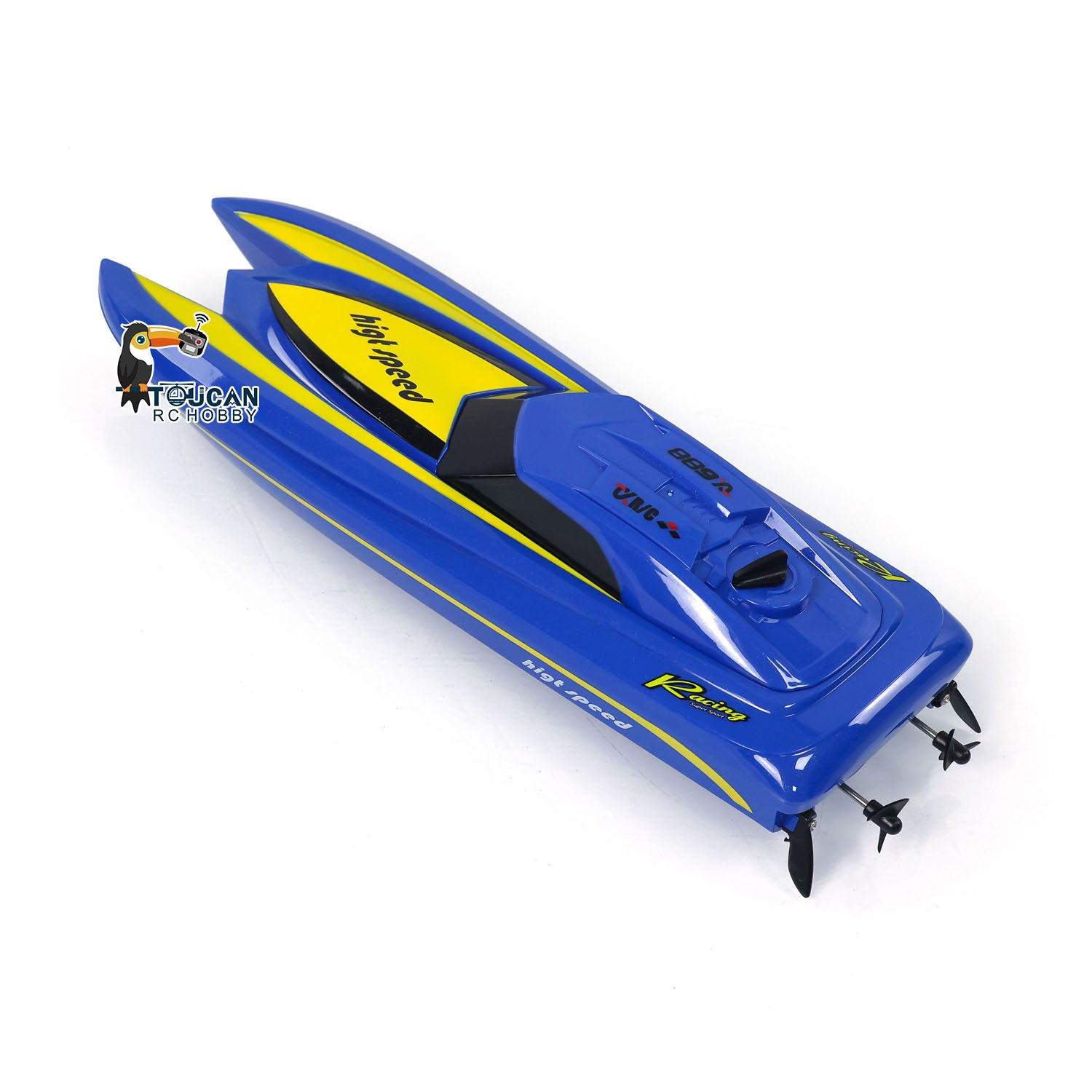 TOUCAN High Speed Electric RC Boat - Ready to Run (RTR) Radio Controlled Racing Ship for Kids & Adults - Durable Plastic Pool & Lake Toy for Outdoor Water Play - Painted & Assembled for Immediate Fun