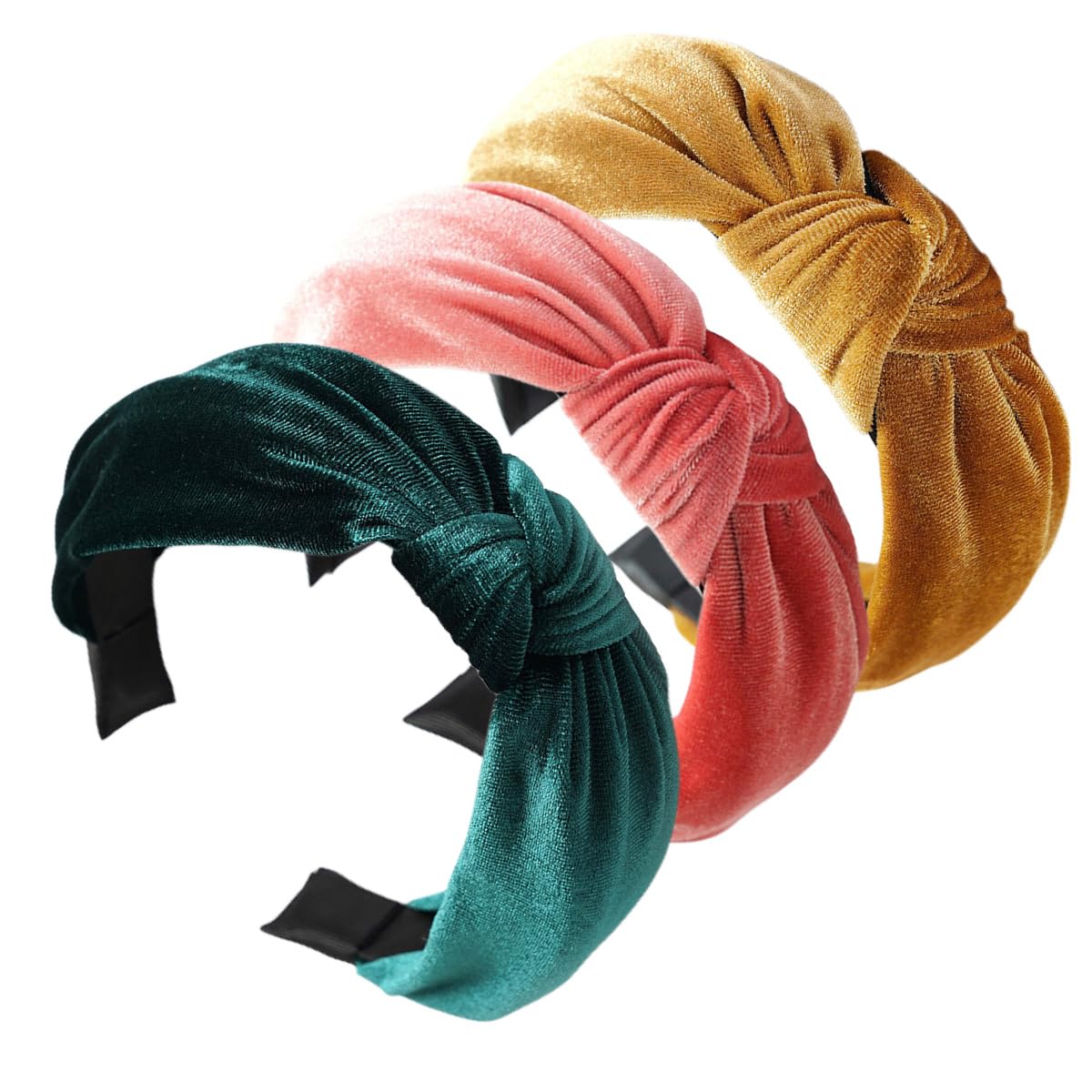 Scicent Velvet Wide Headbands for Women - 3 Pack Soft No Slip Hair Bands, Fashion Hair Accessories for Ladies & Girls | Perfect for Workouts, Yoga, Office & Everyday Style