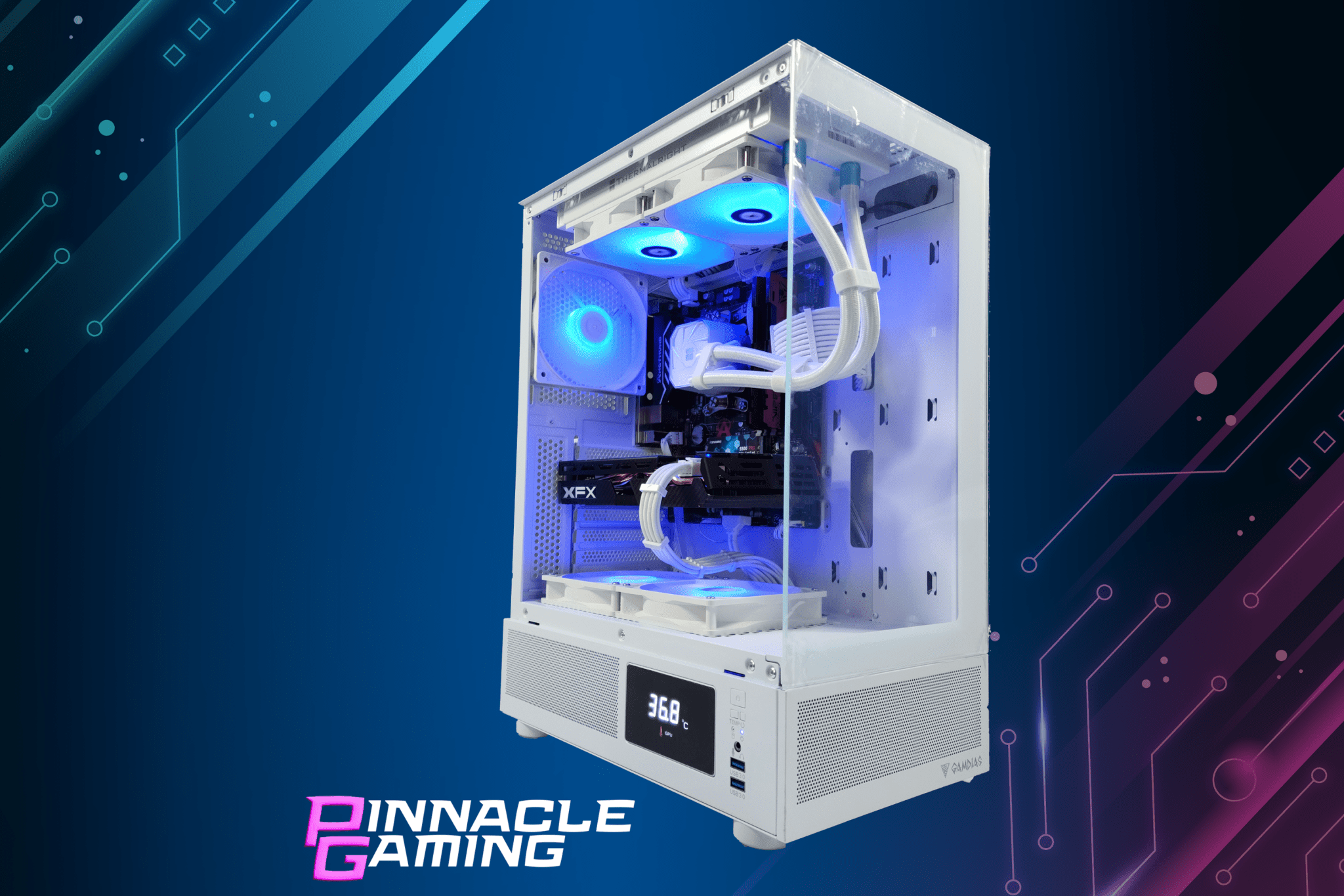 Custom Gaming PC - AMD Ryzen 5, RX 9070 XT 16GB, 2TB SSD, 32GB DDR4 RAM, White Atlas Case - High Performance Computer for Gaming, Streaming & Content Creation