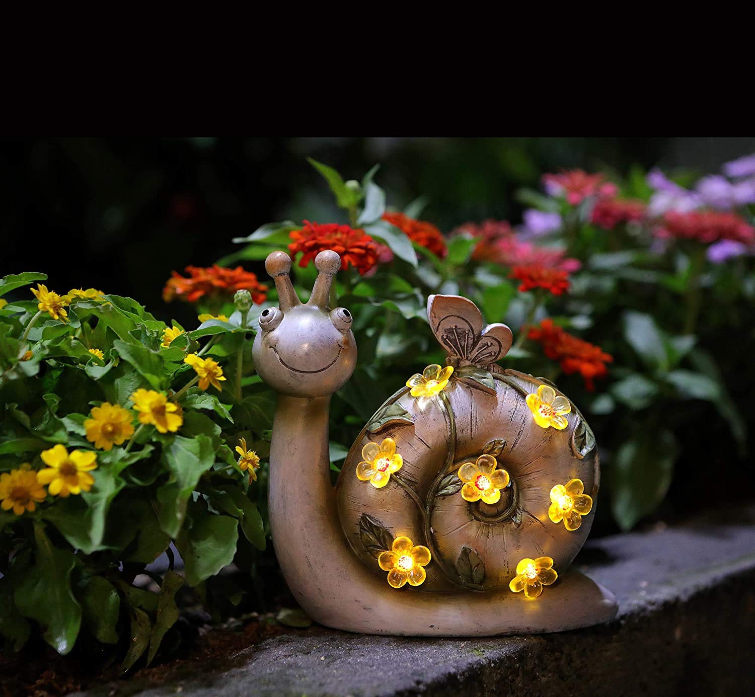 Solar Powered Resin Snail Figurine Lights - 8.5