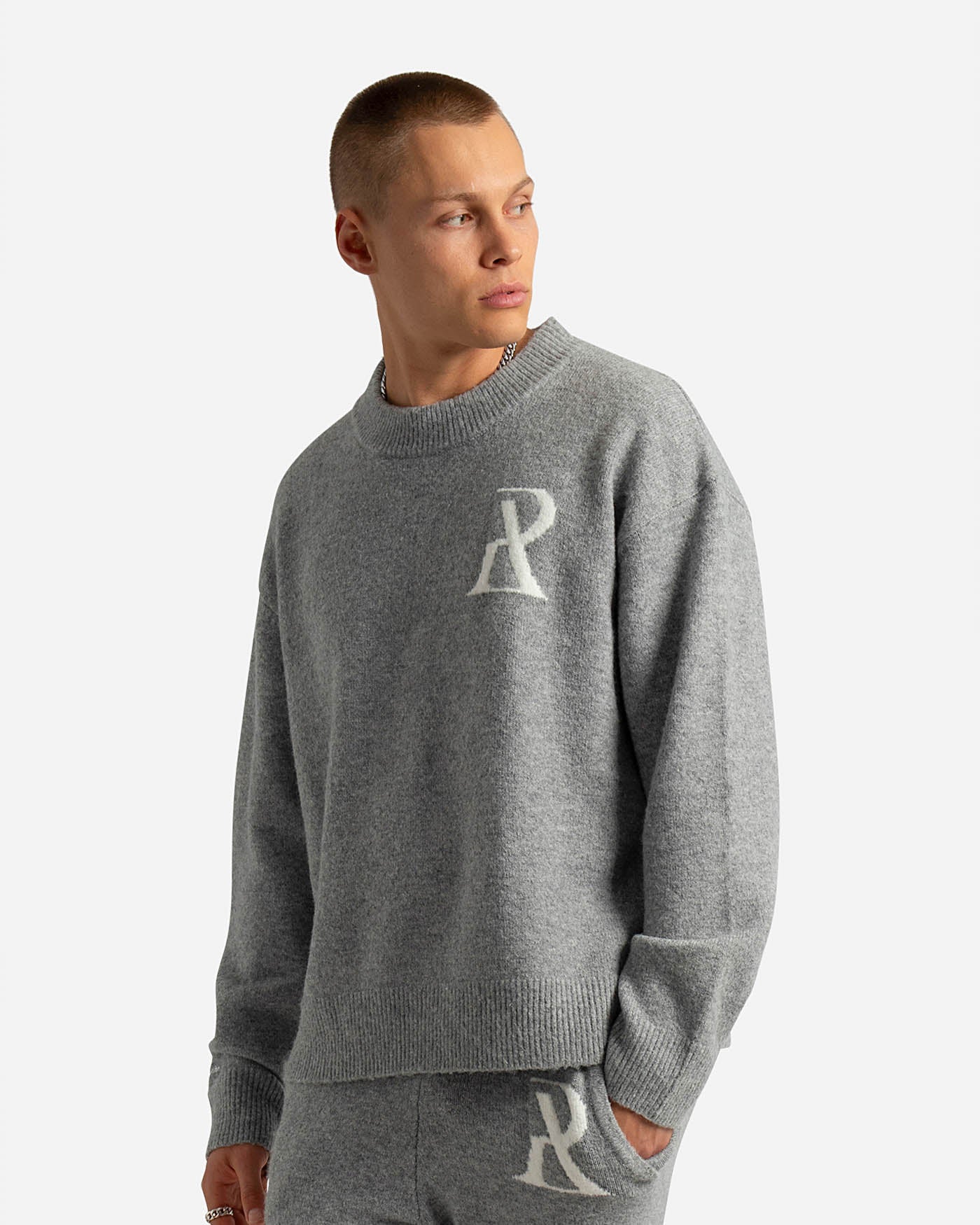 SSS Realism Radiant Knit Crewneck Sweater - Grey Marle | Soft & Stylish Pullover for Men & Women | Perfect for Casual Wear, Layering & Fall Fashion