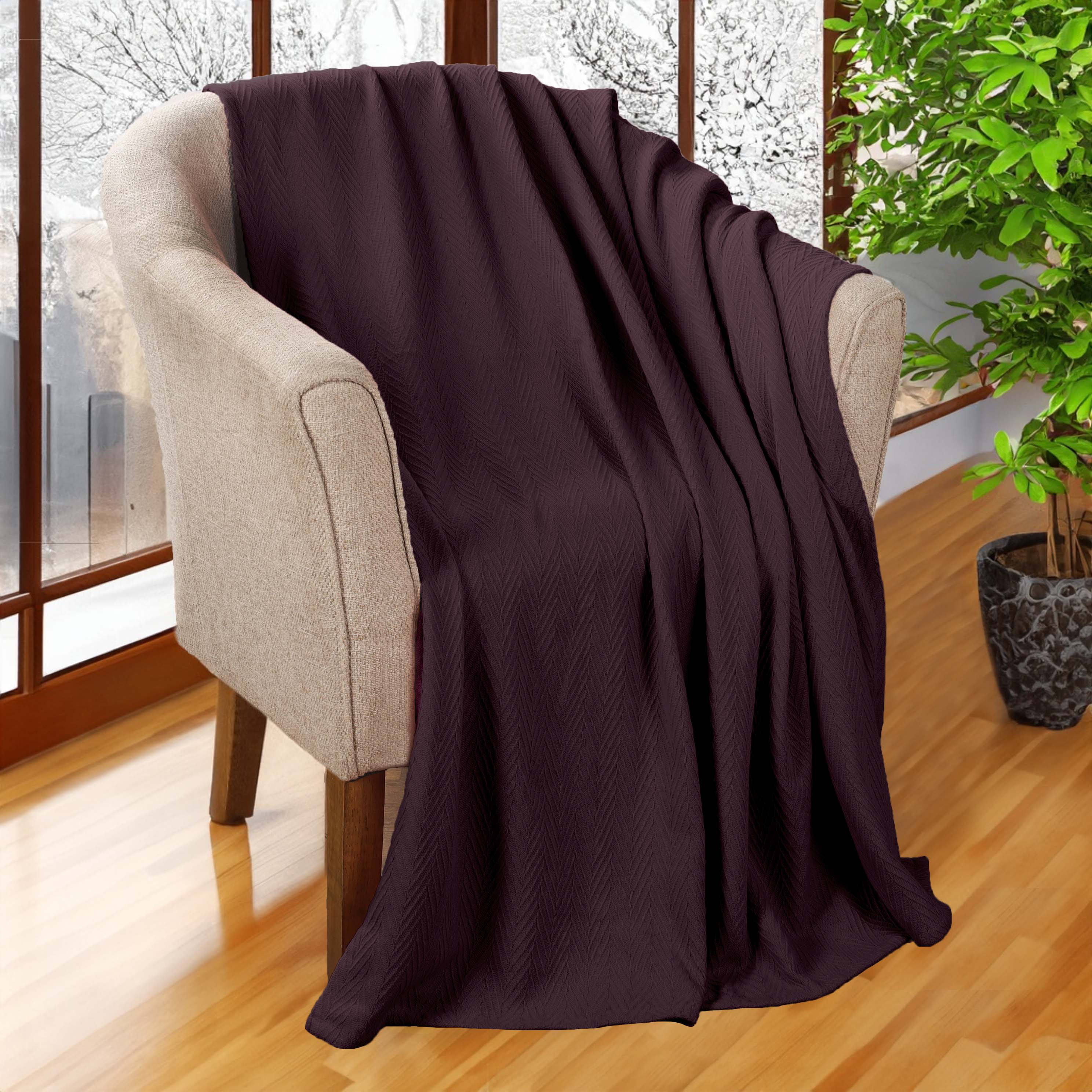 Soft All-Season Chevron Cotton Bed Blanket & Sofa Throw - Cozy Home Decor for Living Room, Bedroom, and Travel