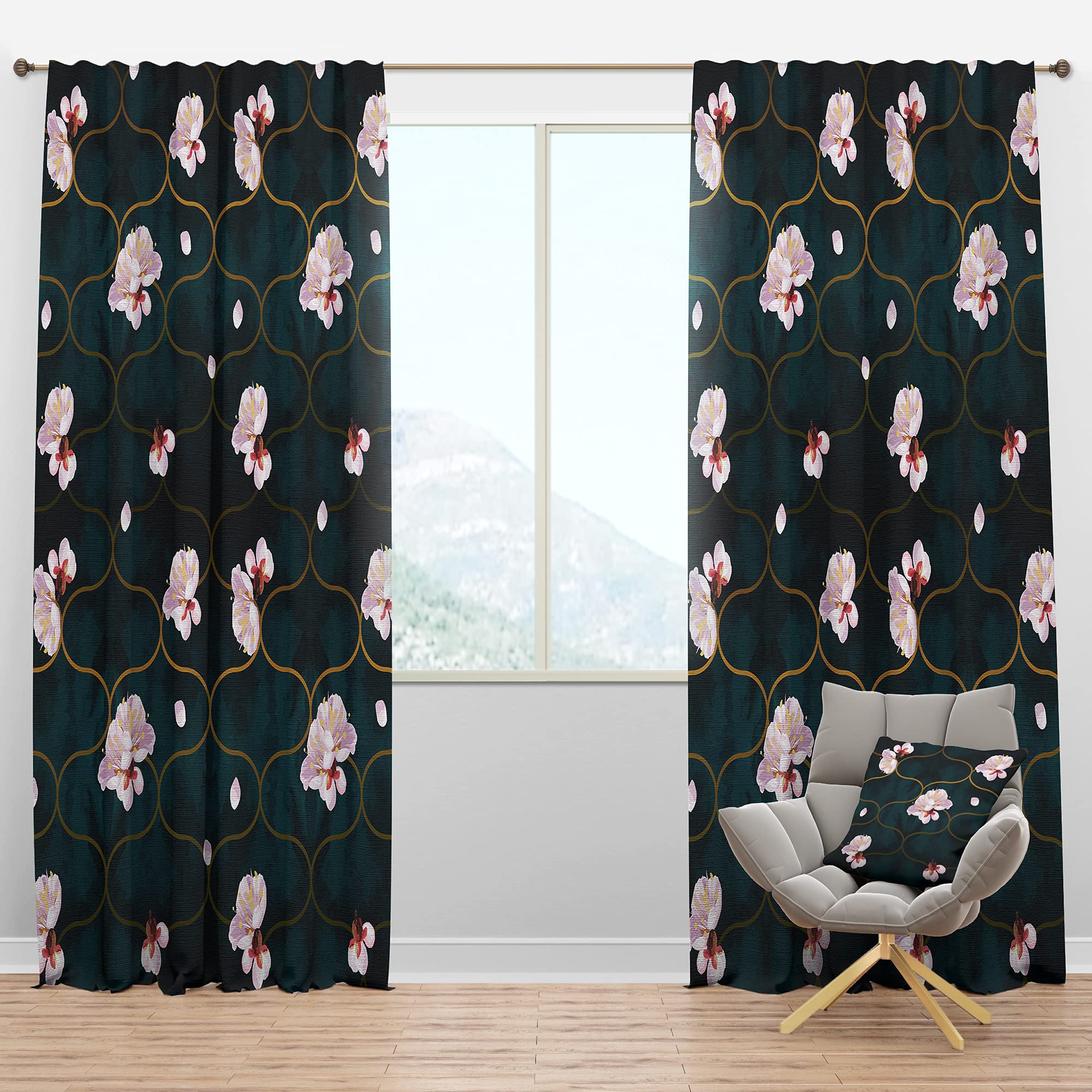 Retro Pink Floral Blackout Curtains - Thermal Insulated Bedroom & Living Room Drapes (52x90, Single Panel) - Perfect for Light Blocking, Privacy & Home Decor