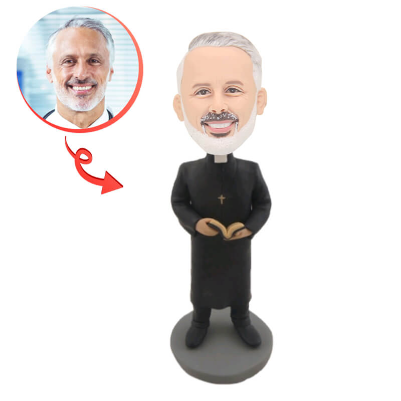 Custom Pastor Bobblehead - Personalized Minister or Priest Figurine - Perfect for Church Gifts, Religious Celebrations & Office Decor
