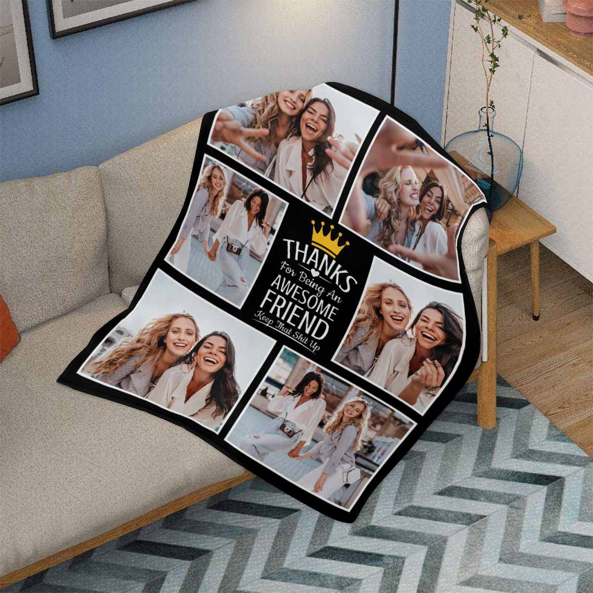 MyPupSocks Custom Best Friend Blanket - Personalized 70x80 Inch Soft Throw Blanket for Women, BFF Gifts, Sister Birthday Present, Office Decor | Perfect for Couch, Bed, Movie Nights & Friendship Celebrations
