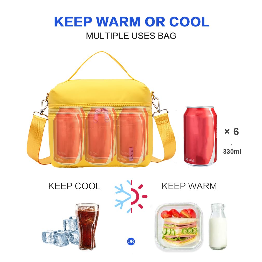 NOL Natural Organic Lifestyle Insulated Lunch Bags for Women - Lightweight Waterproof Nylon Cooler Bag for Work, Picnic & Outdoor Activities