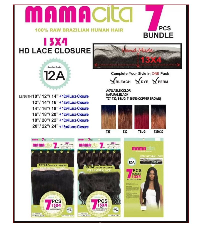 7 PCS Brazilian Human Hair Bundle with 13x4 HD Lace Closure - 100% Virgin Remy Hair Extensions for Straight, Wavy & Curly Styles | Perfect for Daily Wear, Parties & Special Occasions