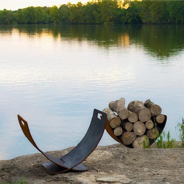 Fire Pit Art Wings of Flight Log Holder - Decorative Outdoor Firewood Rack for Camping, Backyard & Patio