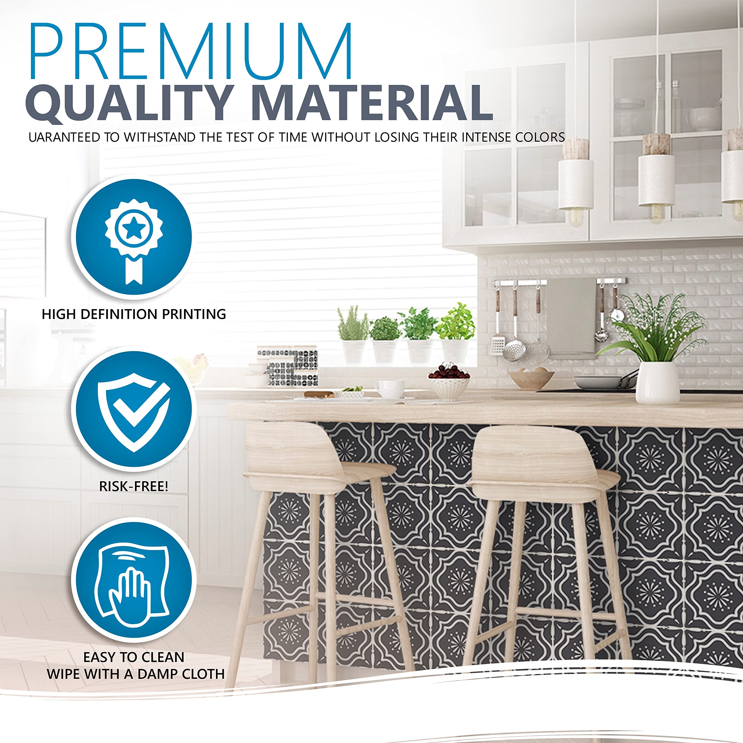 24-Piece Waterproof Peel and Stick Tile Stickers - Self-Adhesive Vinyl Wall Decals for Kitchen Backsplash, Bathroom, Laundry Room & Home Decor - Easy DIY Removable Wallpaper Alternative