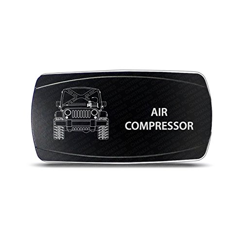 CH4x4 Rocker Switch with Air Compressor Symbol - Horizontal Mounting - Green LED Light for Off-Road Vehicles & Marine Applications