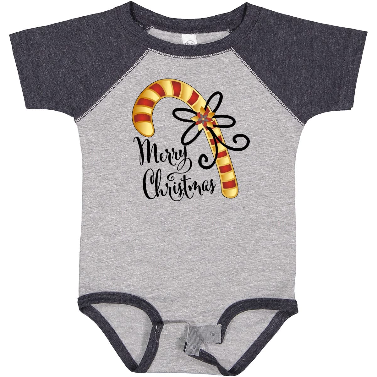 Inktastic Merry Christmas Red and Gold Candy Cane Baby Bodysuit - Cute Holiday Outfit for Infants & Toddlers - Perfect for Christmas Photos, Family Gatherings & Festive Celebrations
