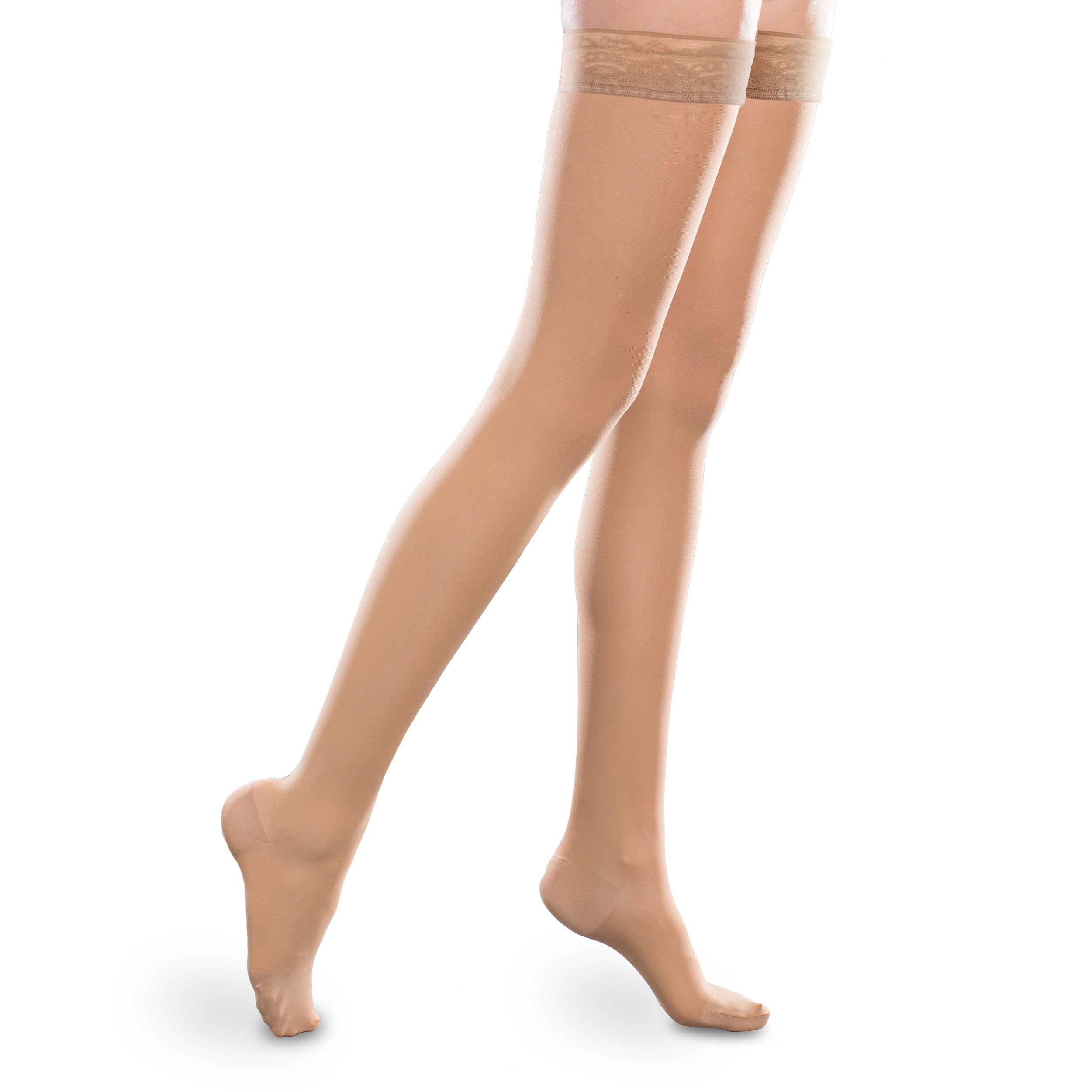 Ease Sheer Women's Thigh High Compression Stockings 30-40mmHg - Firm Support Nylons for Varicose Veins & Travel Comfort - Perfect for Nurses, Office Wear & Everyday Use